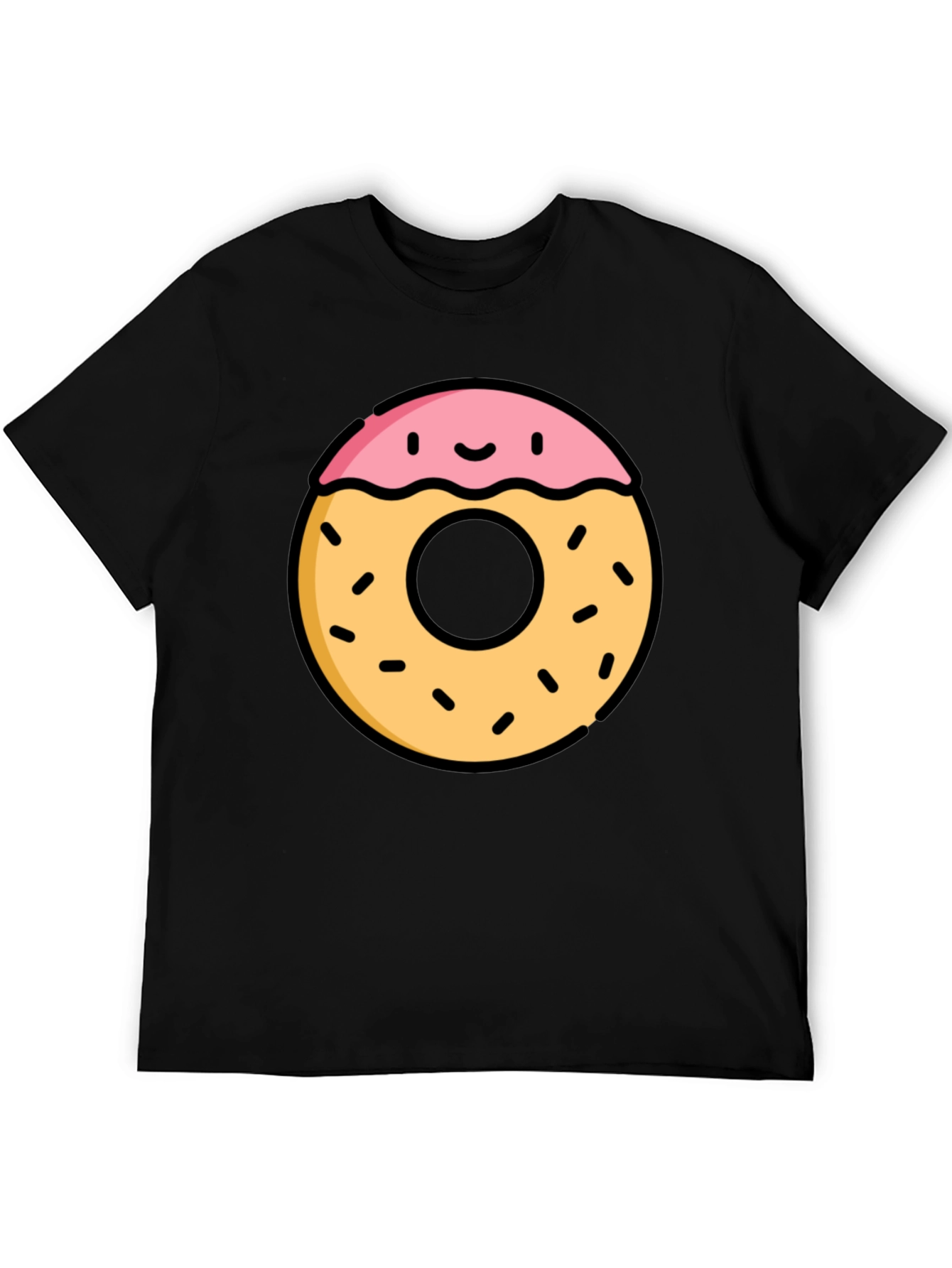 Funny Donut Graphic Black T-Shirt