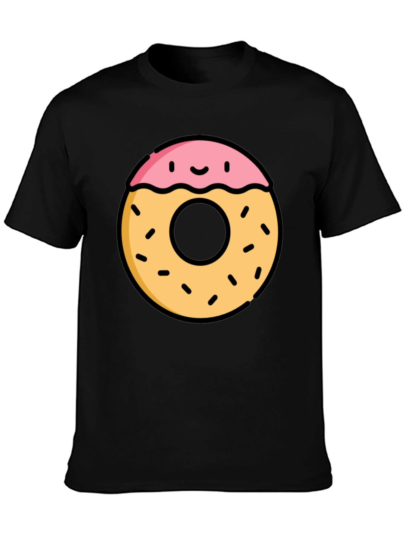 Funny Donut Graphic Black T-Shirt