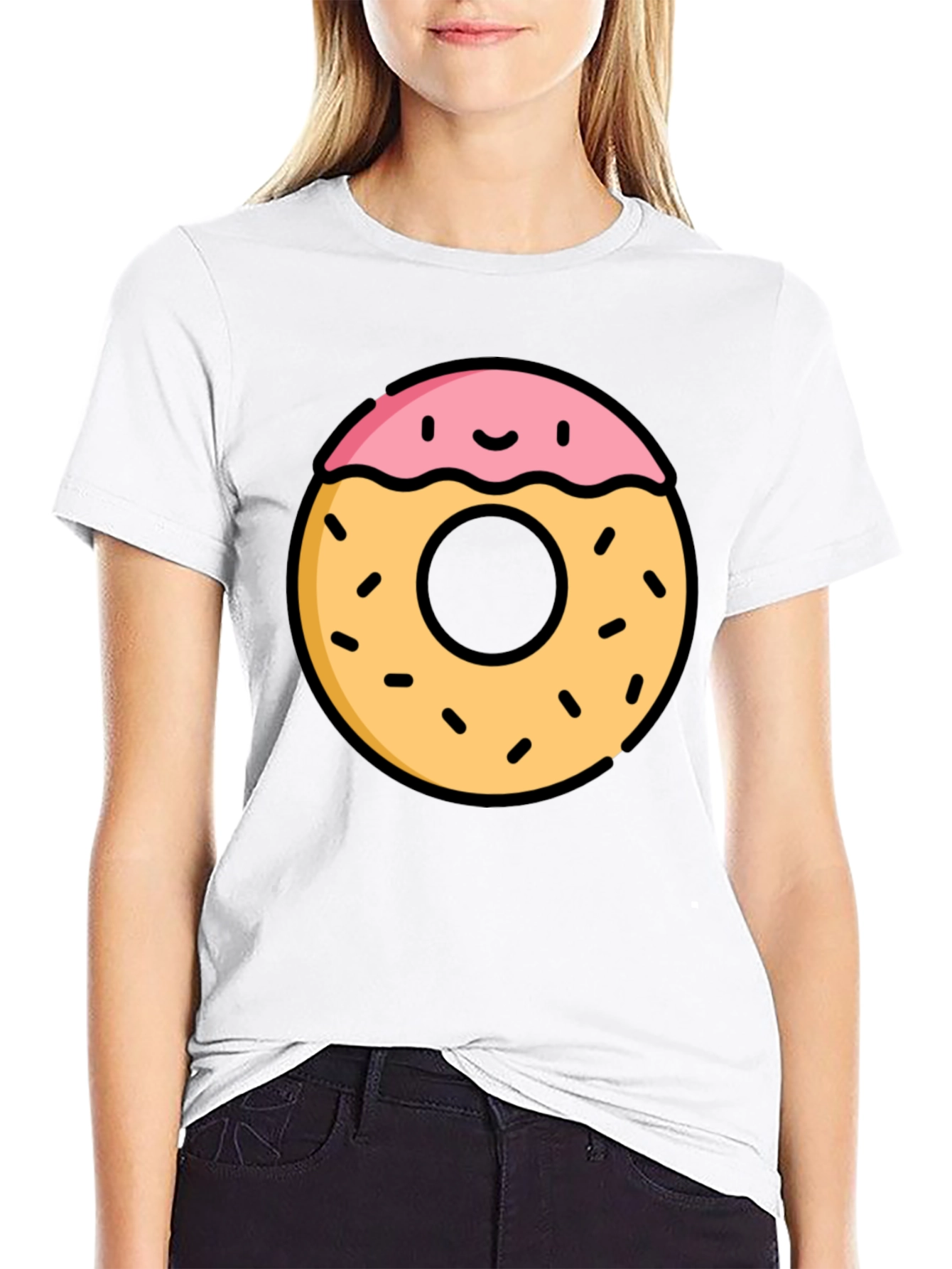 Funny Donut Graphic Black T-Shirt