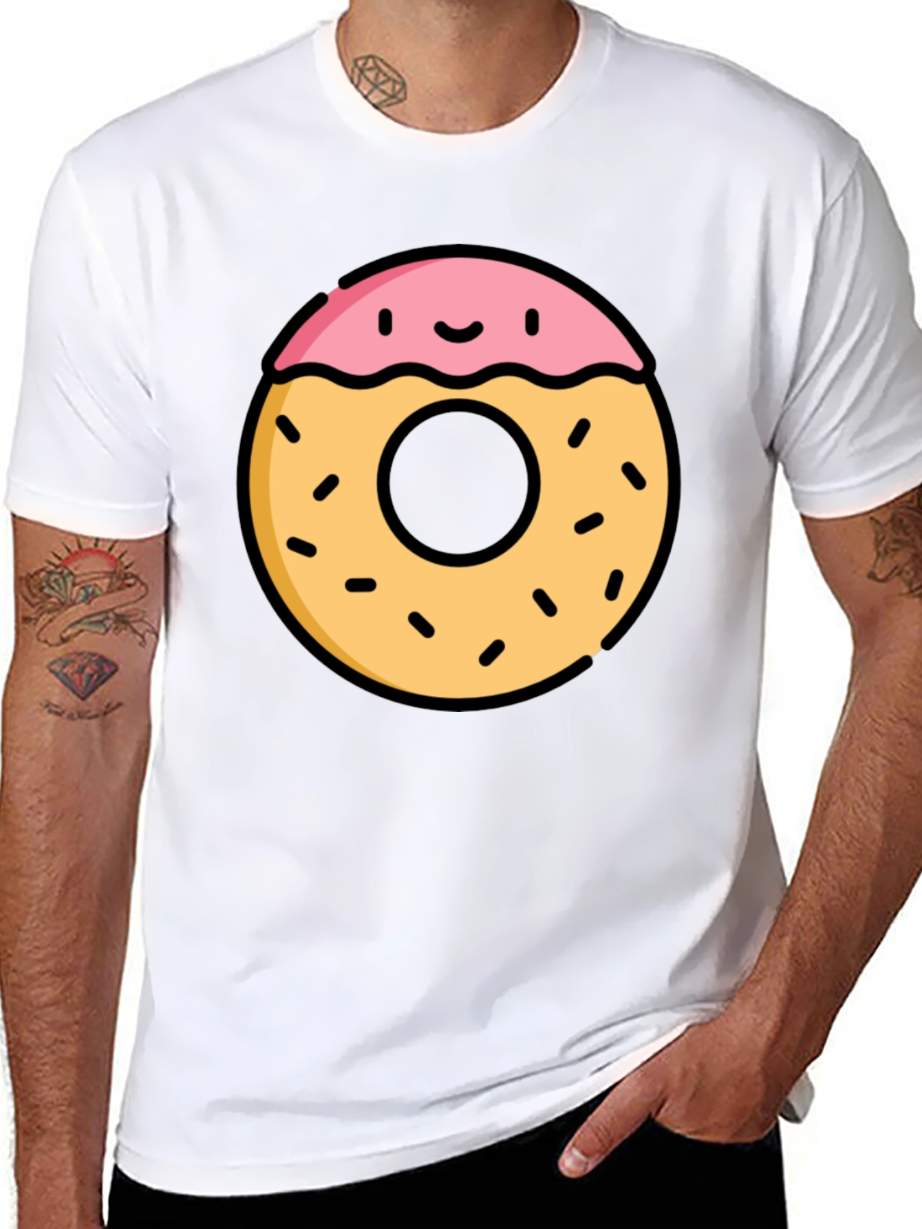 Funny Donut Graphic Black T-Shirt