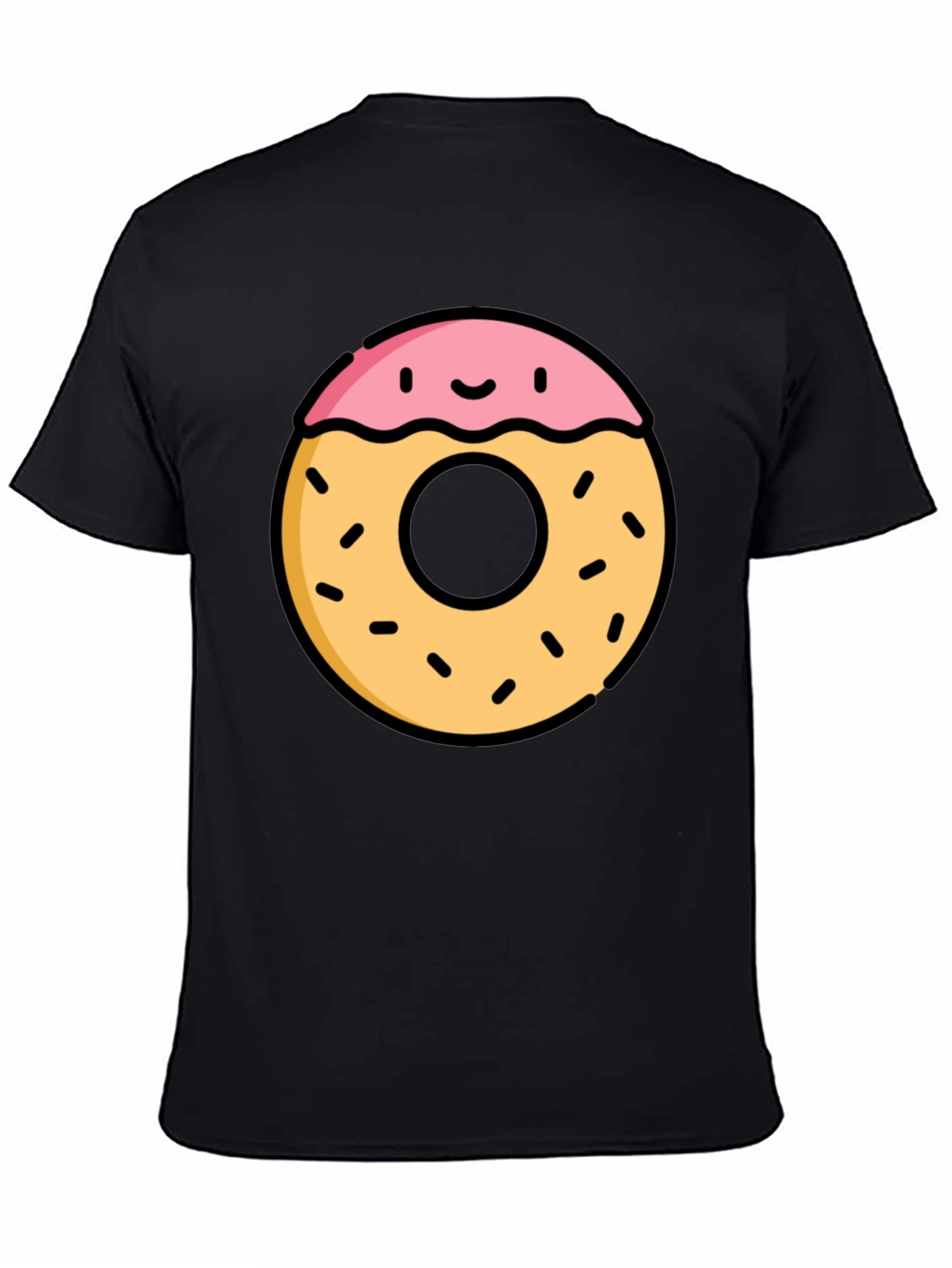 Funny Donut Graphic Black T-Shirt