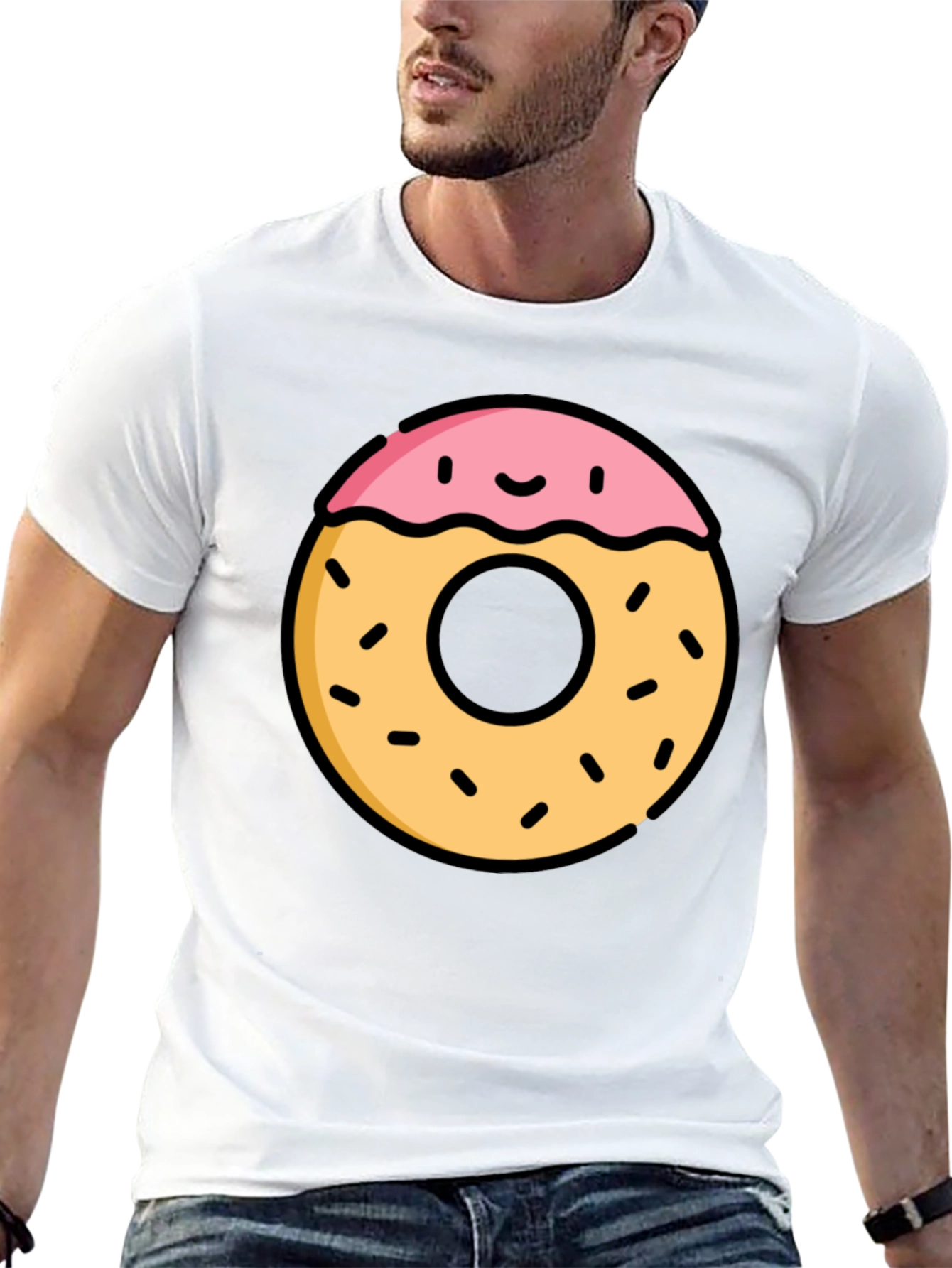 Funny Donut Graphic Black T-Shirt