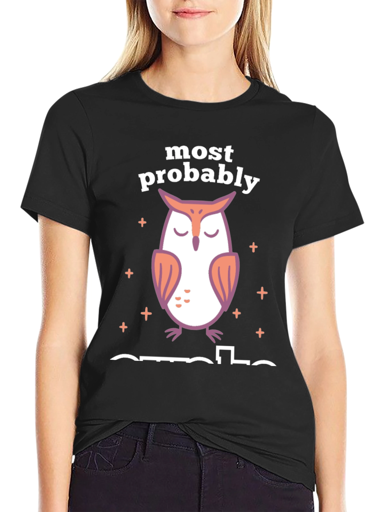 Most Probably Asleep Owl Graphic T-Shirt