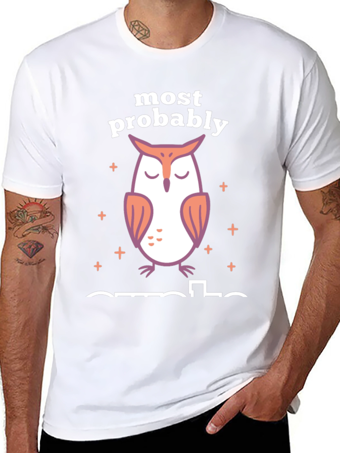 Most Probably Asleep Owl Graphic T-Shirt