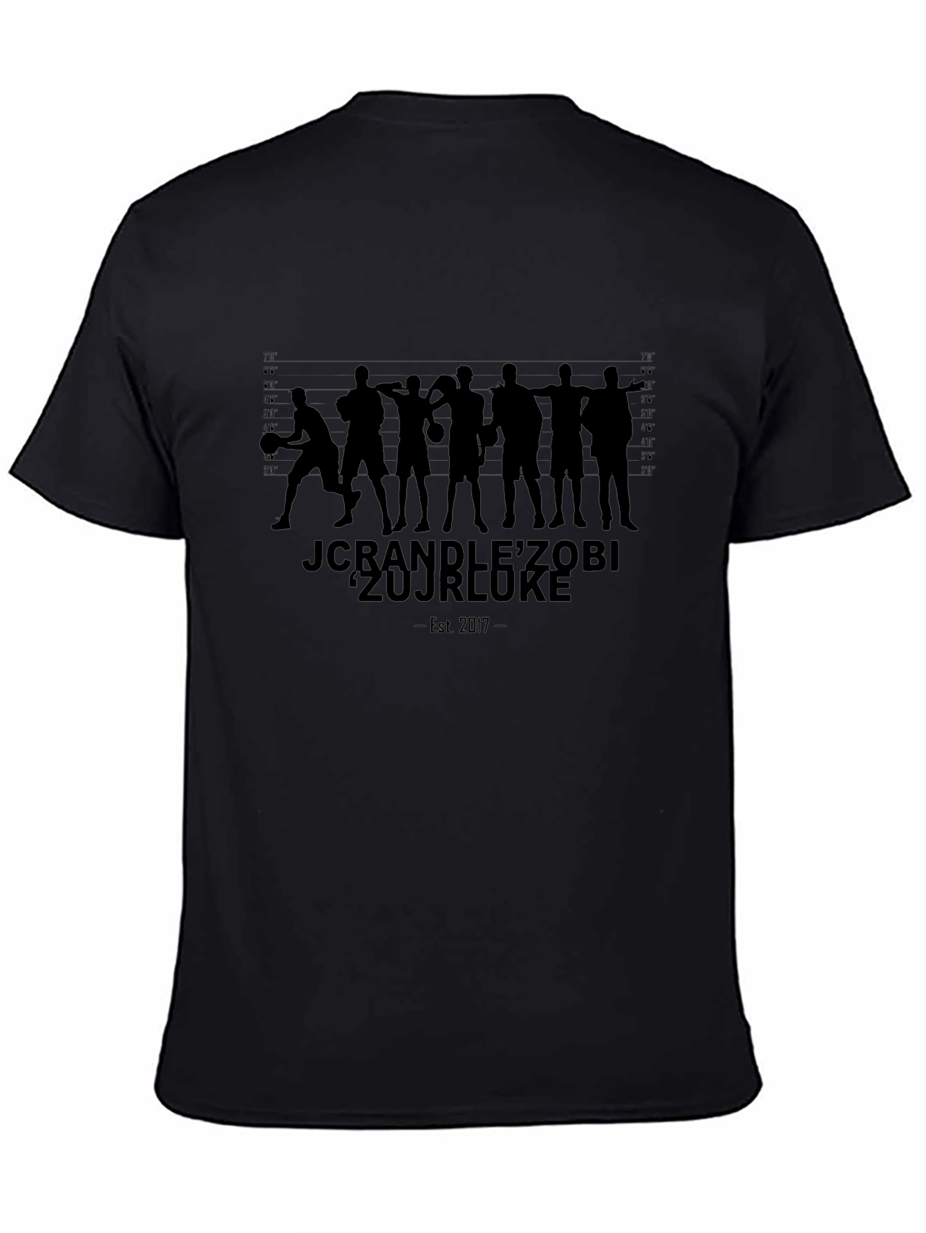 Black T-Shirt with Basketball Player Silhouette Design
