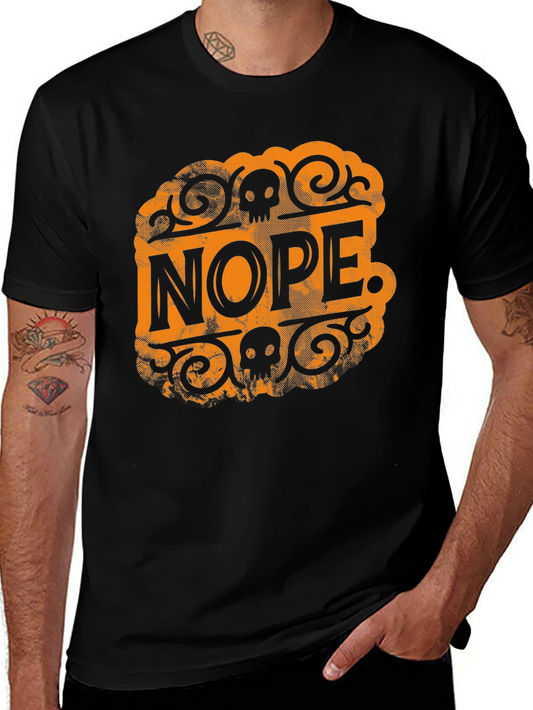 Nope Skull Graphic T-Shirt - Black Crew Neck Tee
