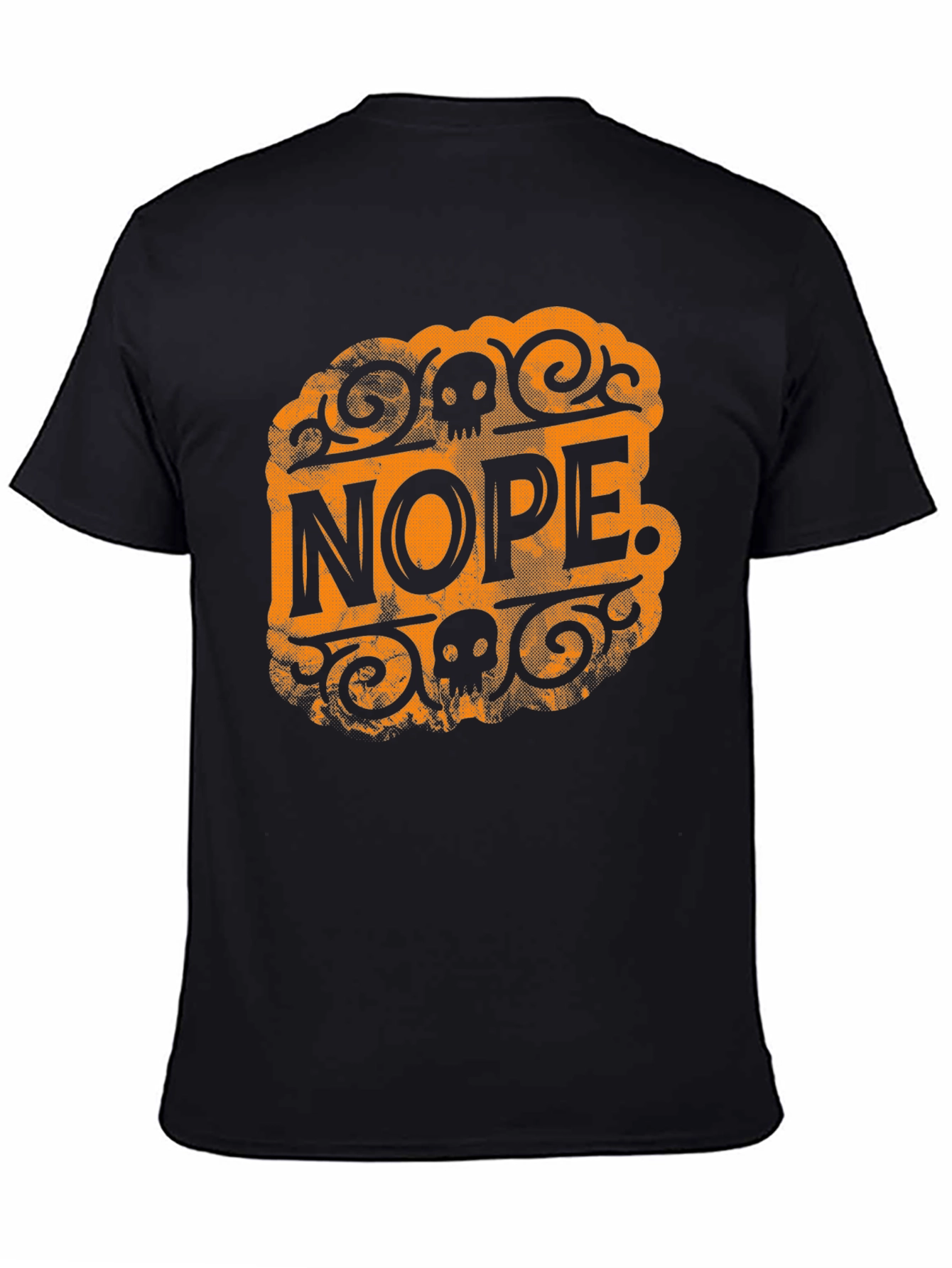 Nope Skull Graphic T-Shirt - Black Crew Neck Tee