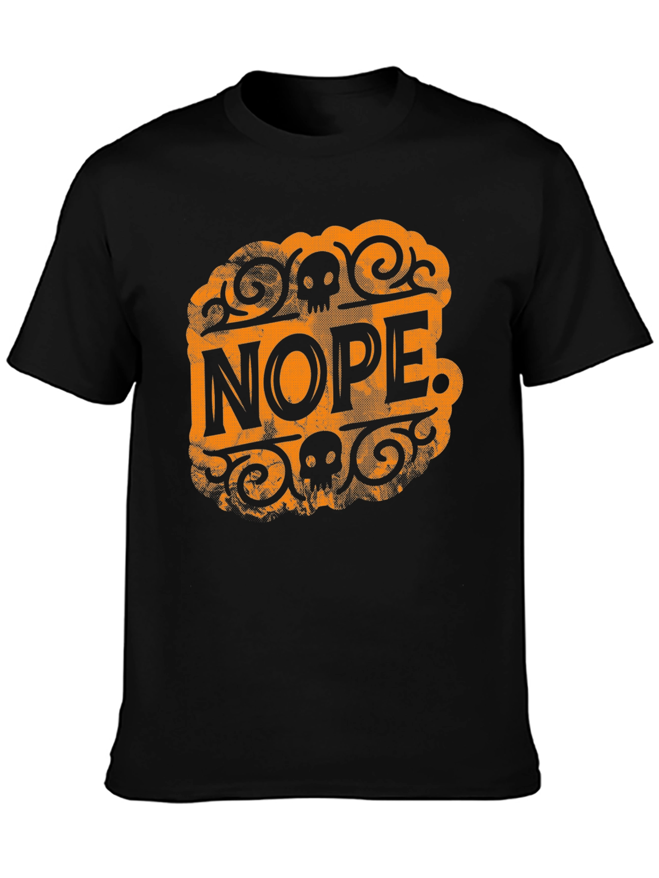 Nope Skull Graphic T-Shirt - Black Crew Neck Tee