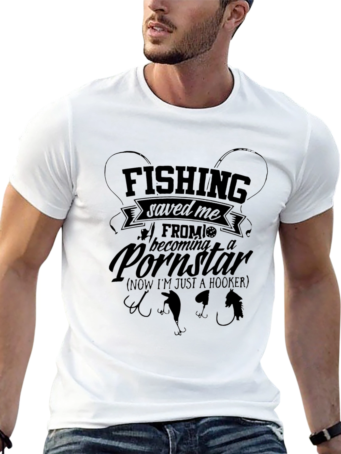 Fishing Saved Me Funny Graphic T-Shirt