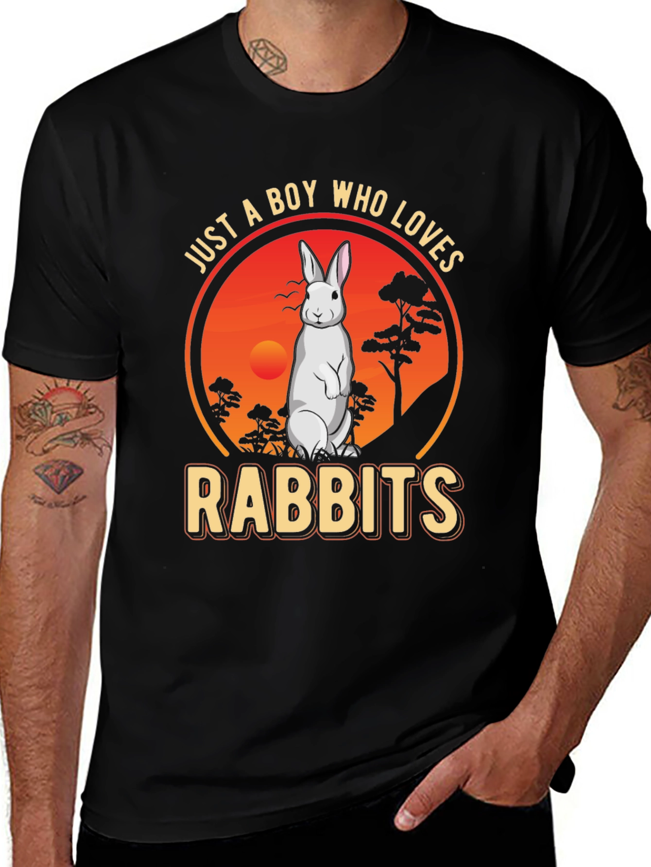 Boy Who Loves Rabbits Graphic T-Shirt