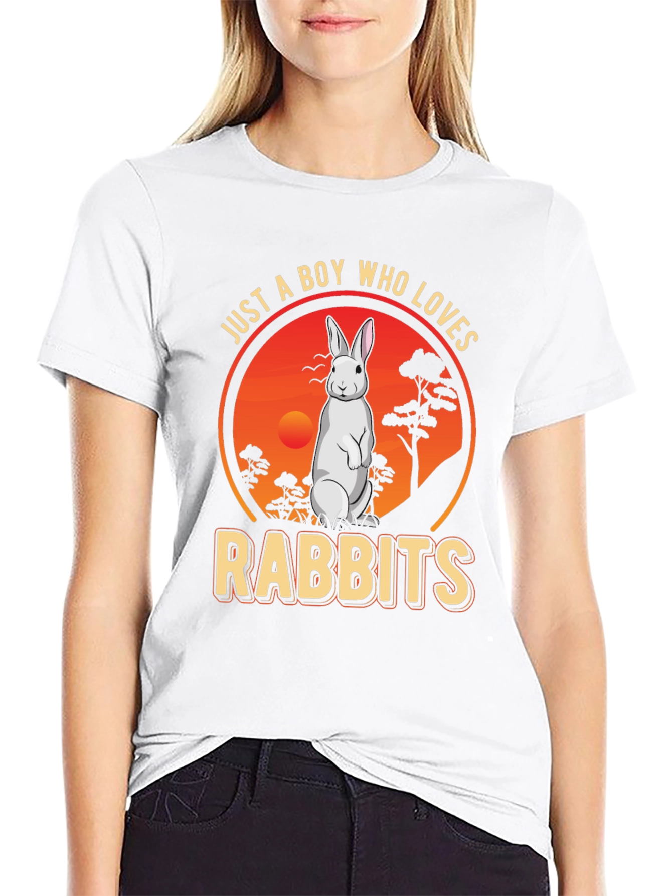 Boy Who Loves Rabbits Graphic T-Shirt