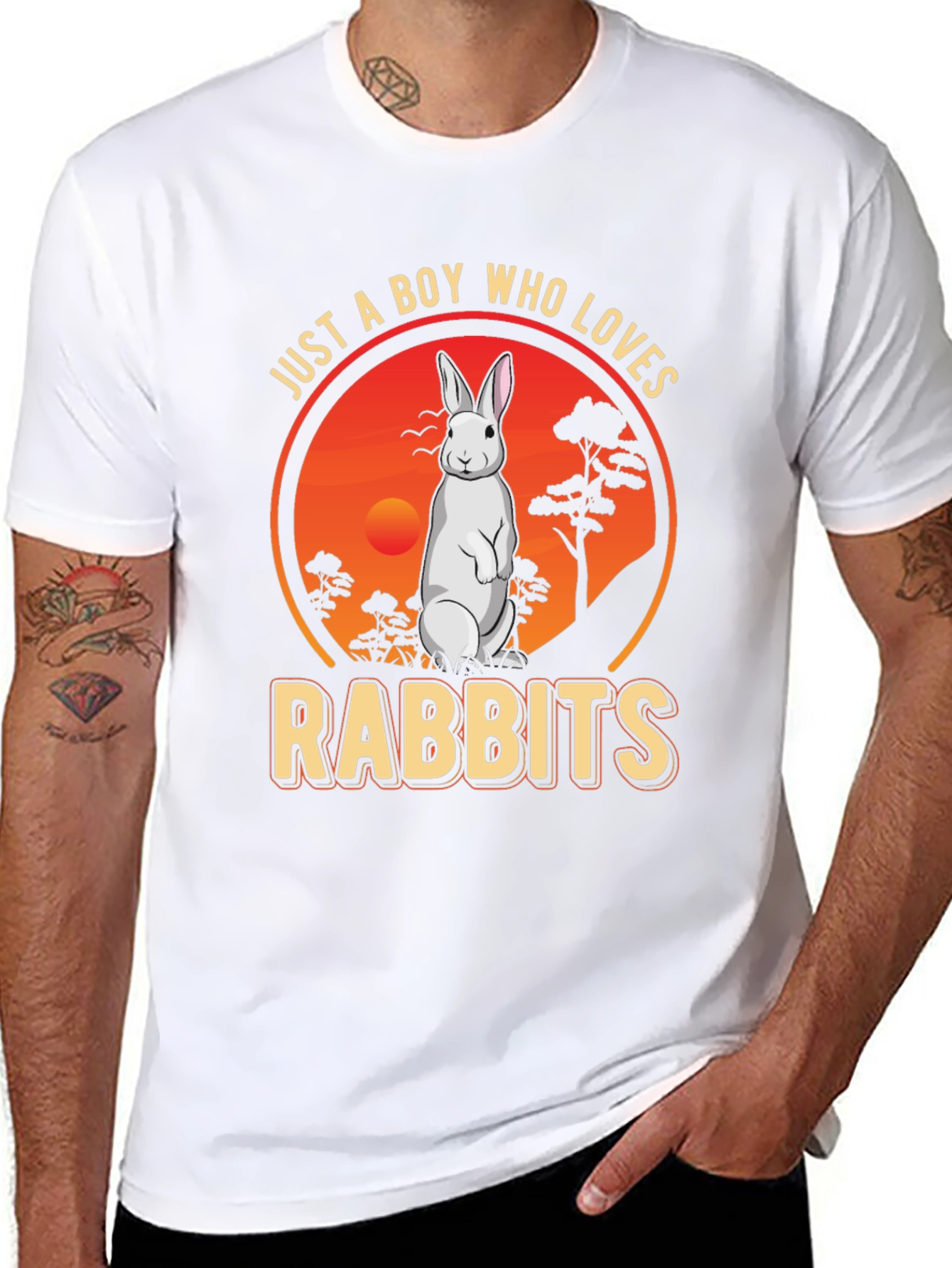 Boy Who Loves Rabbits Graphic T-Shirt