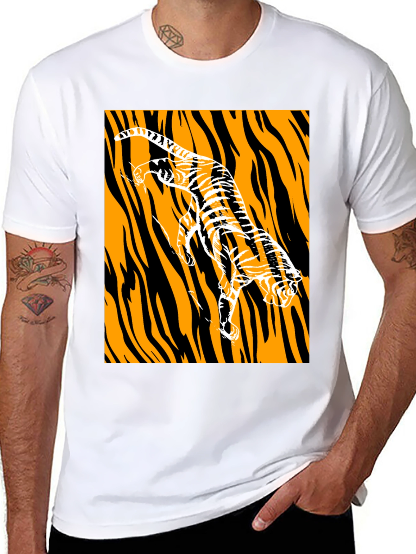 Tiger Graphic Print Black T-Shirt