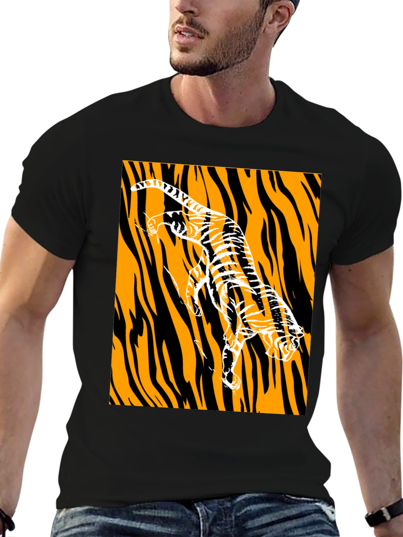 Tiger Graphic Print Black T-Shirt