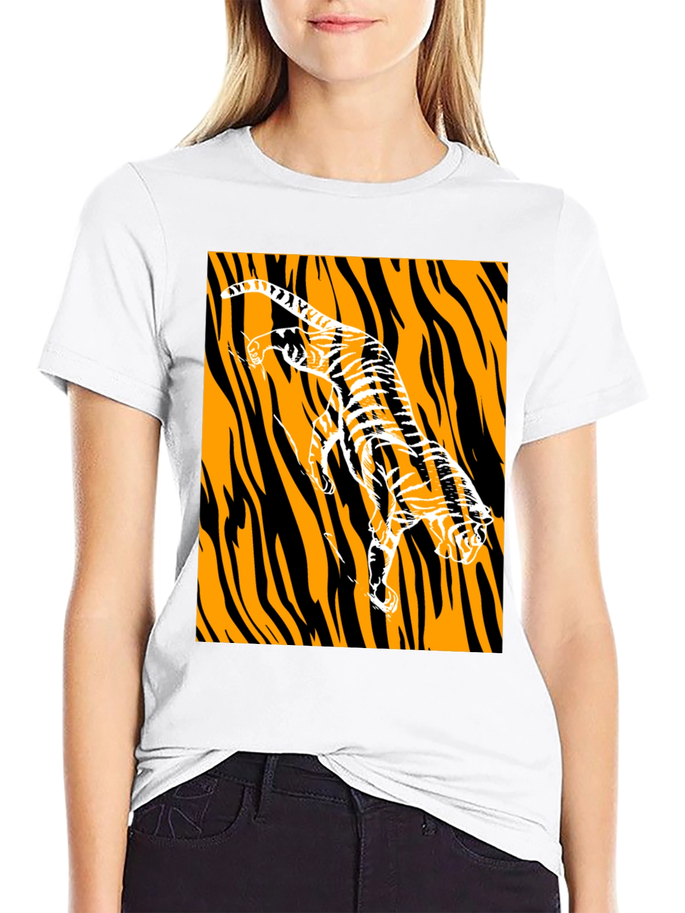 Tiger Graphic Print Black T-Shirt