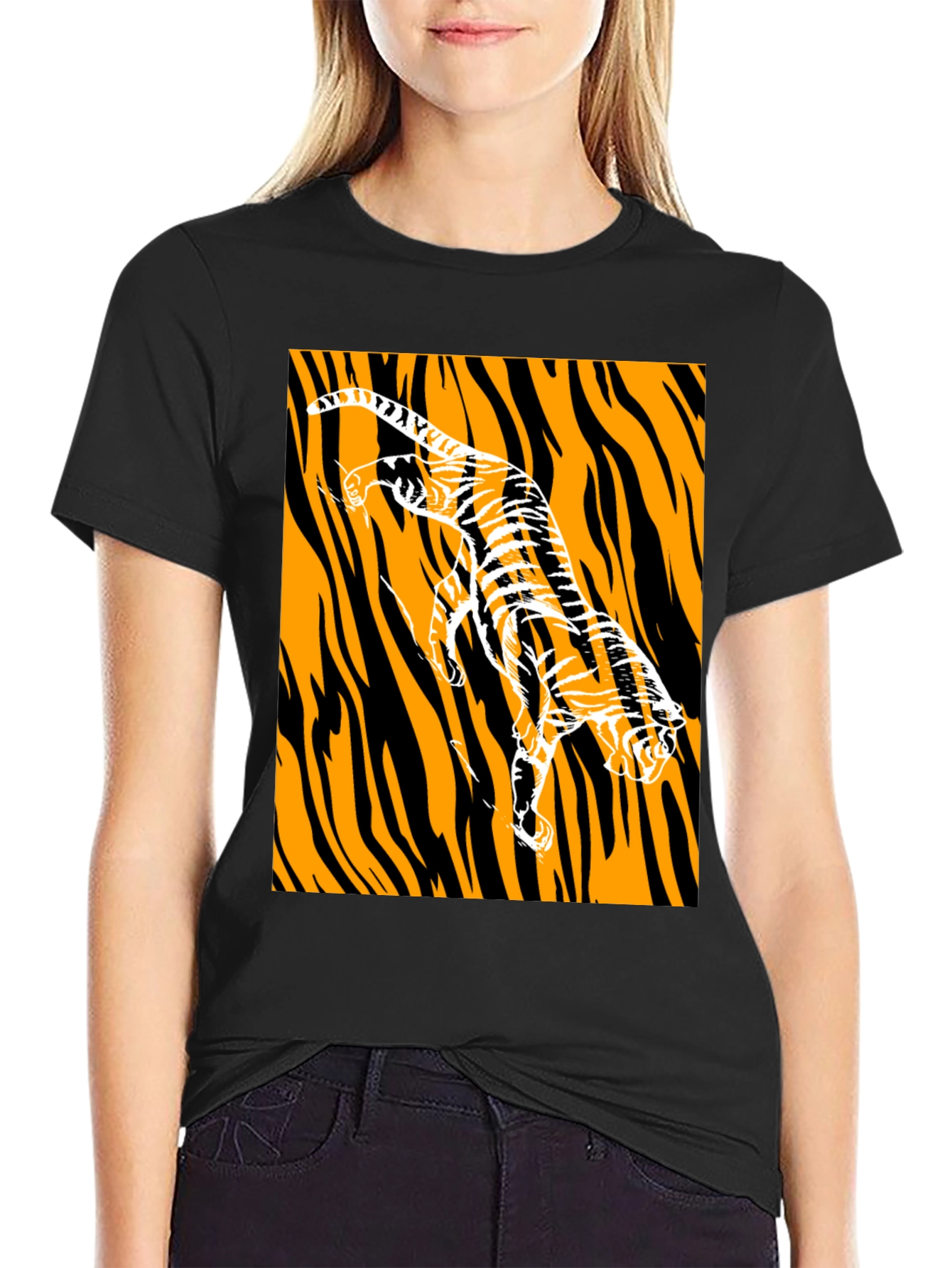 Tiger Graphic Print Black T-Shirt