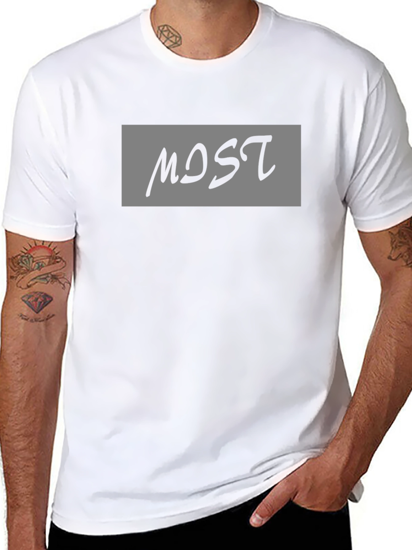 MOST Graphic Print Crew Neck T-Shirt
