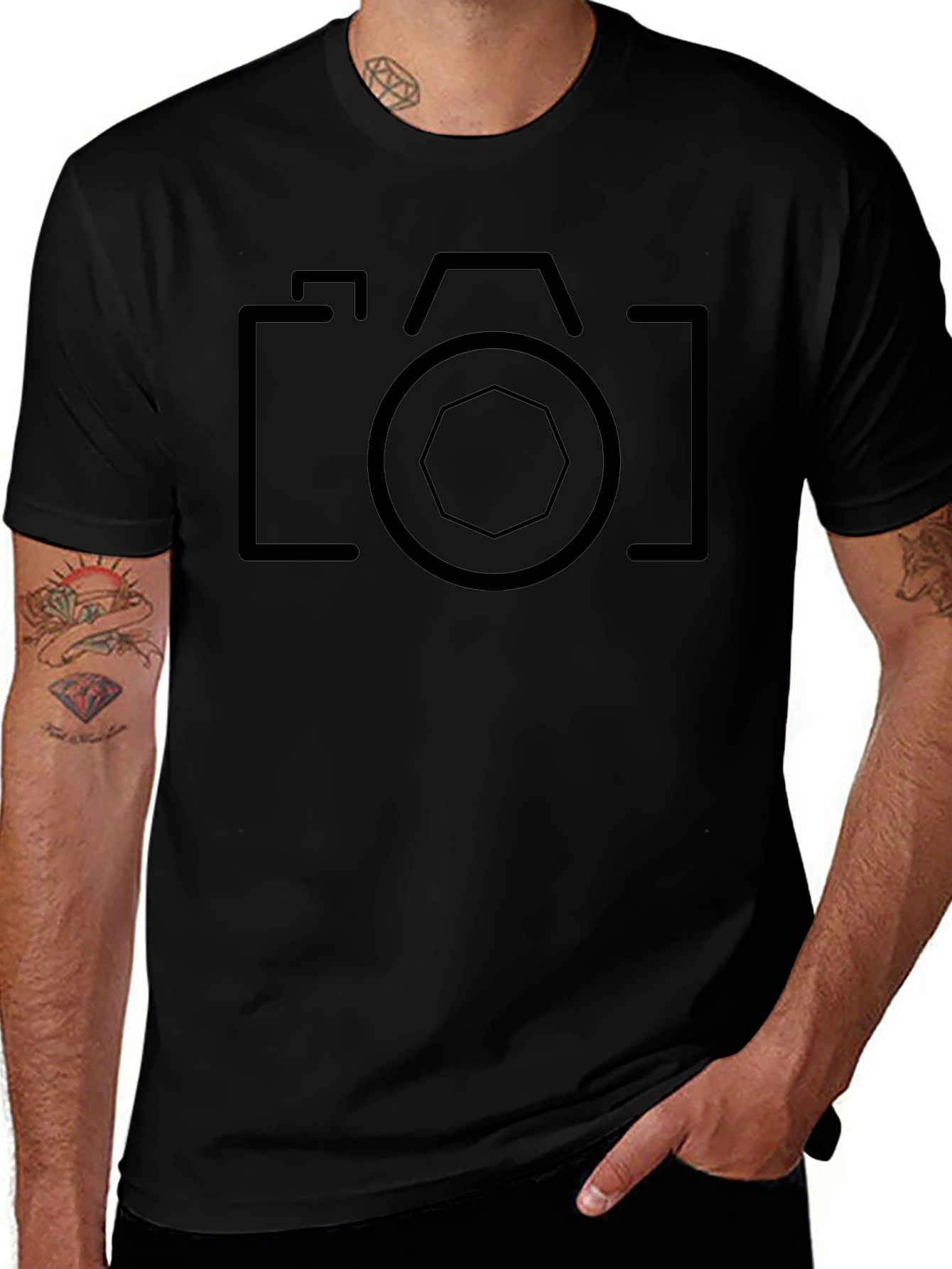Minimalist Camera Graphic Tee - Classic Black