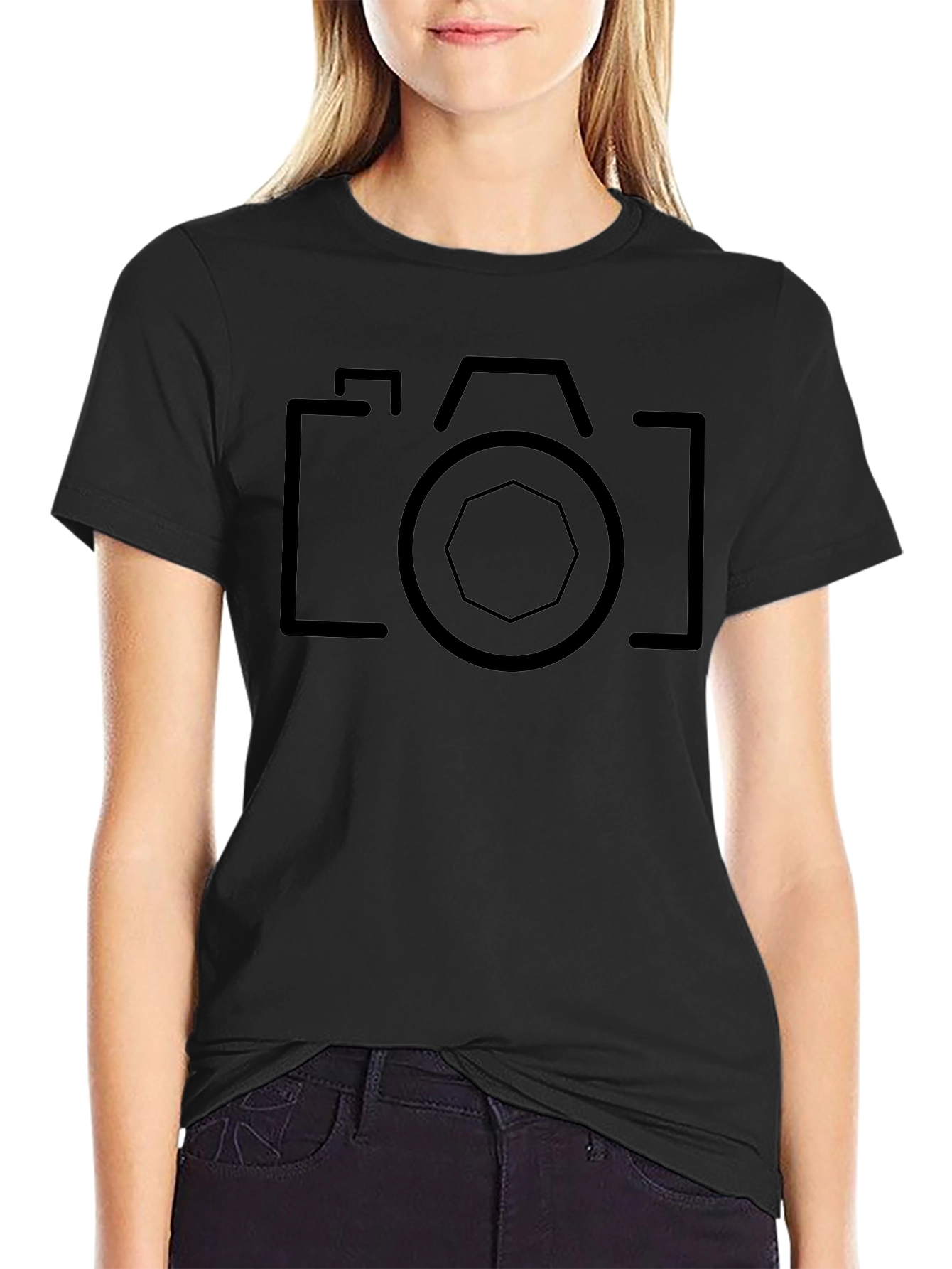 Minimalist Camera Graphic Tee - Classic Black