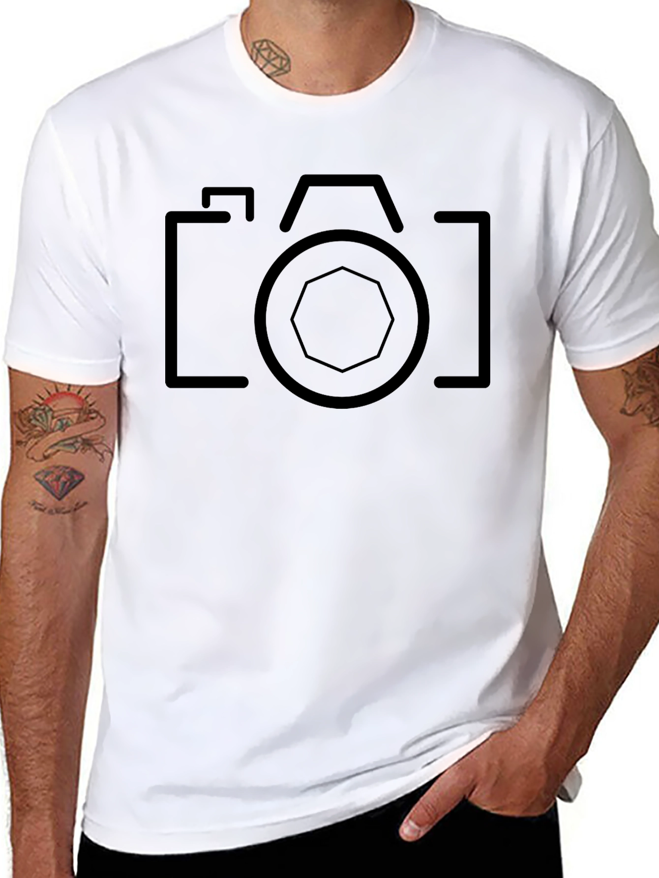 Minimalist Camera Graphic Tee - Classic Black