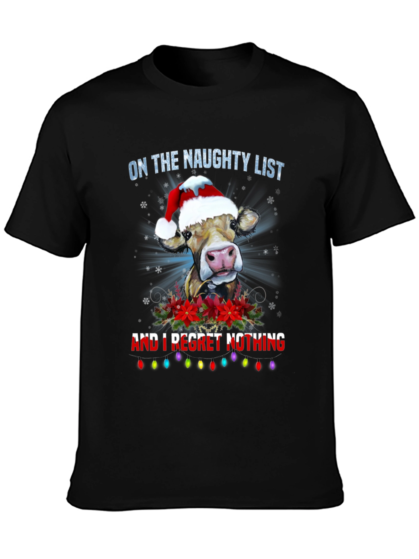 Naughty List Cow Christmas T-Shirt