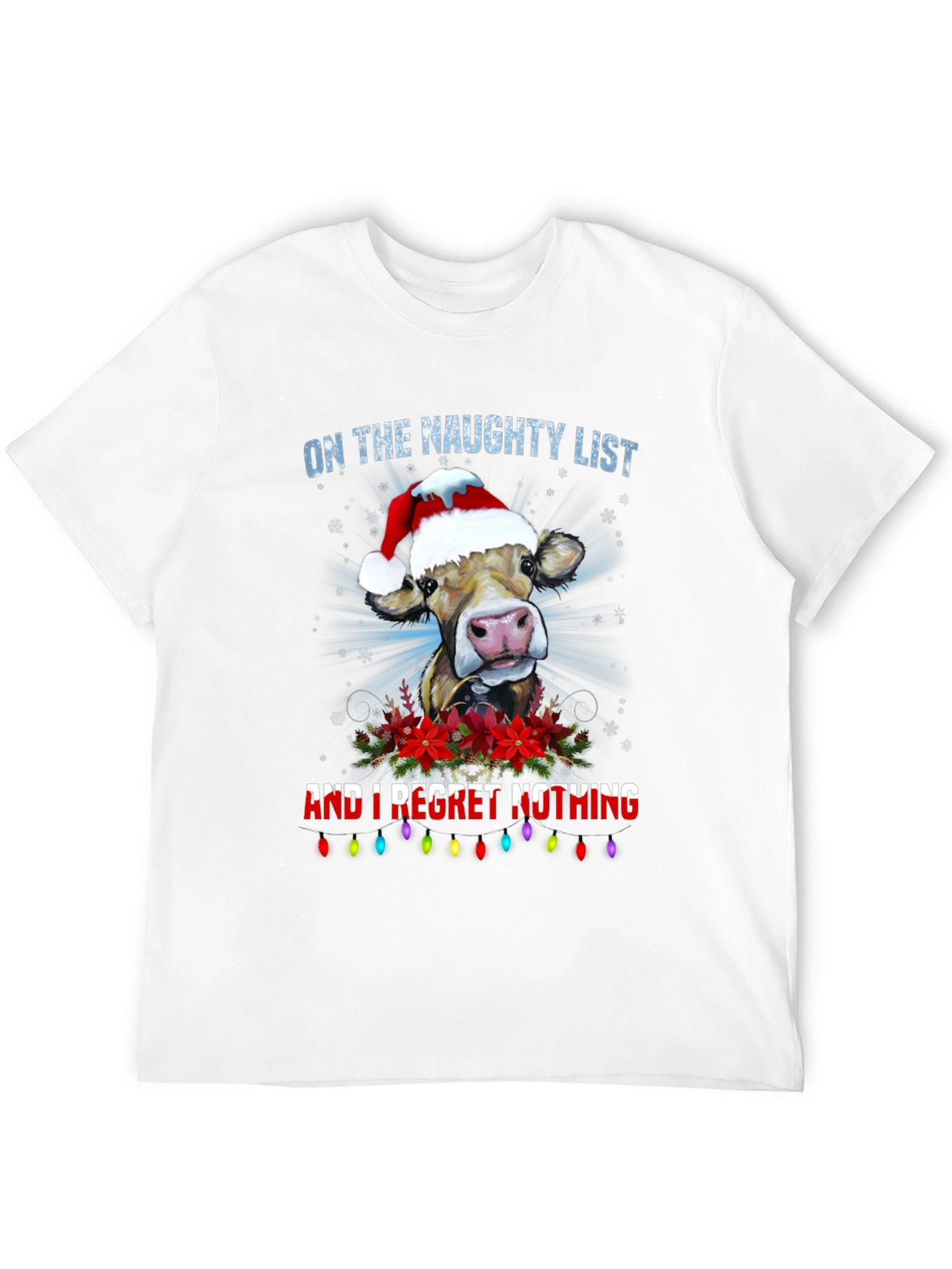 Naughty List Cow Christmas T-Shirt