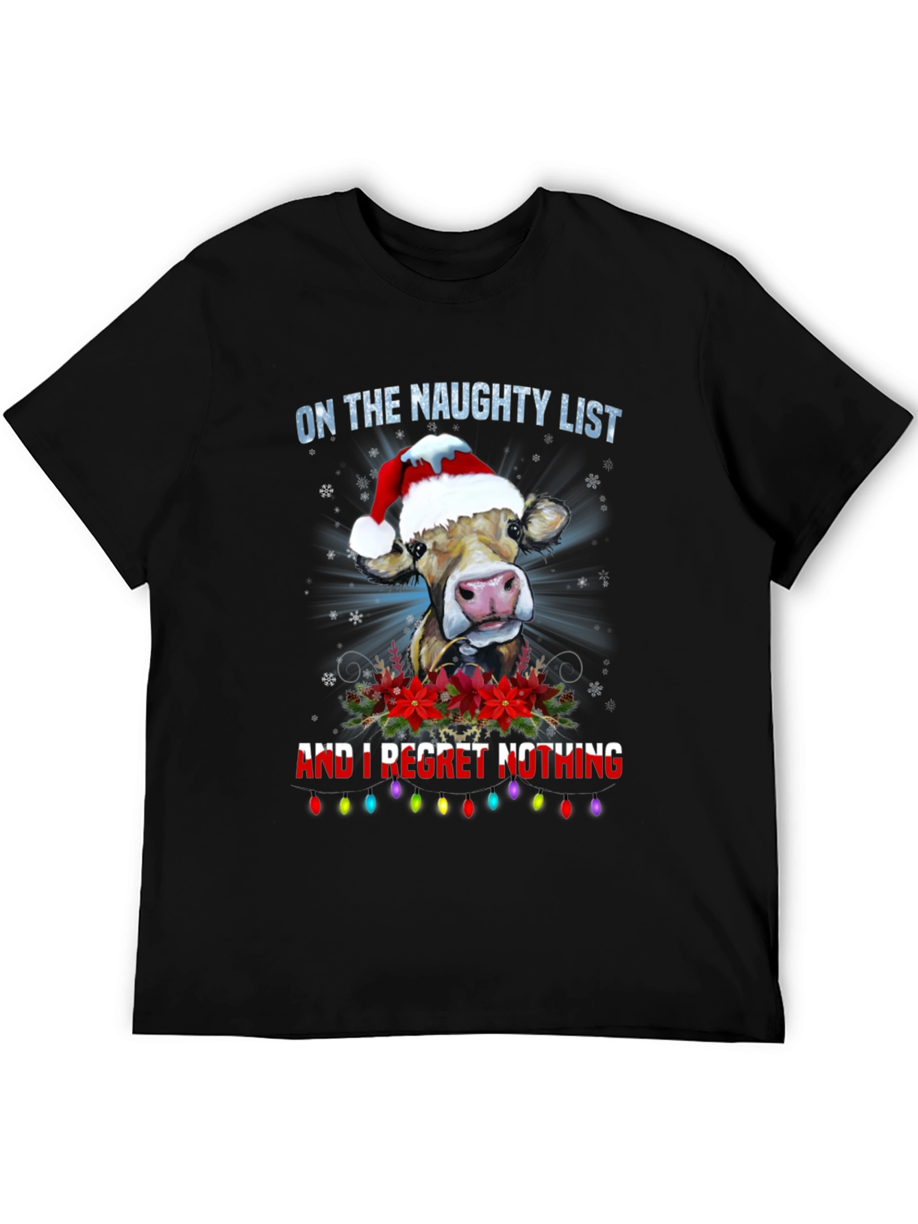 Naughty List Cow Christmas T-Shirt