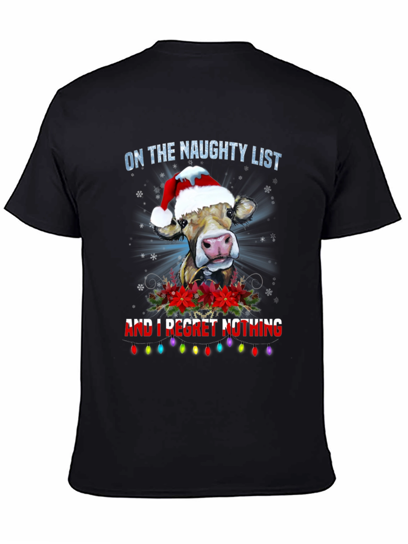 Naughty List Cow Christmas T-Shirt