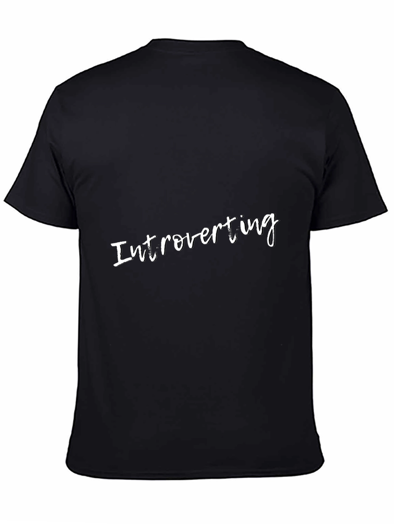 Introverting Black Tee - Soft Cotton Blend Modern Fit