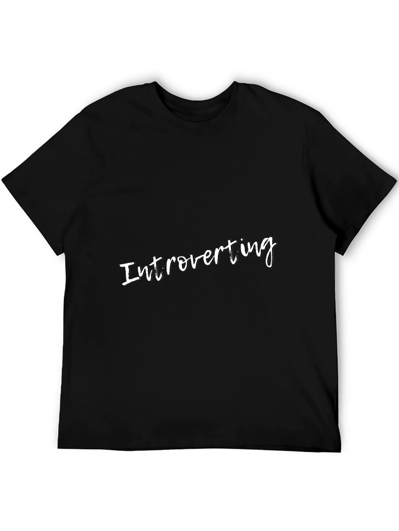 Introverting Black Tee - Soft Cotton Blend Modern Fit