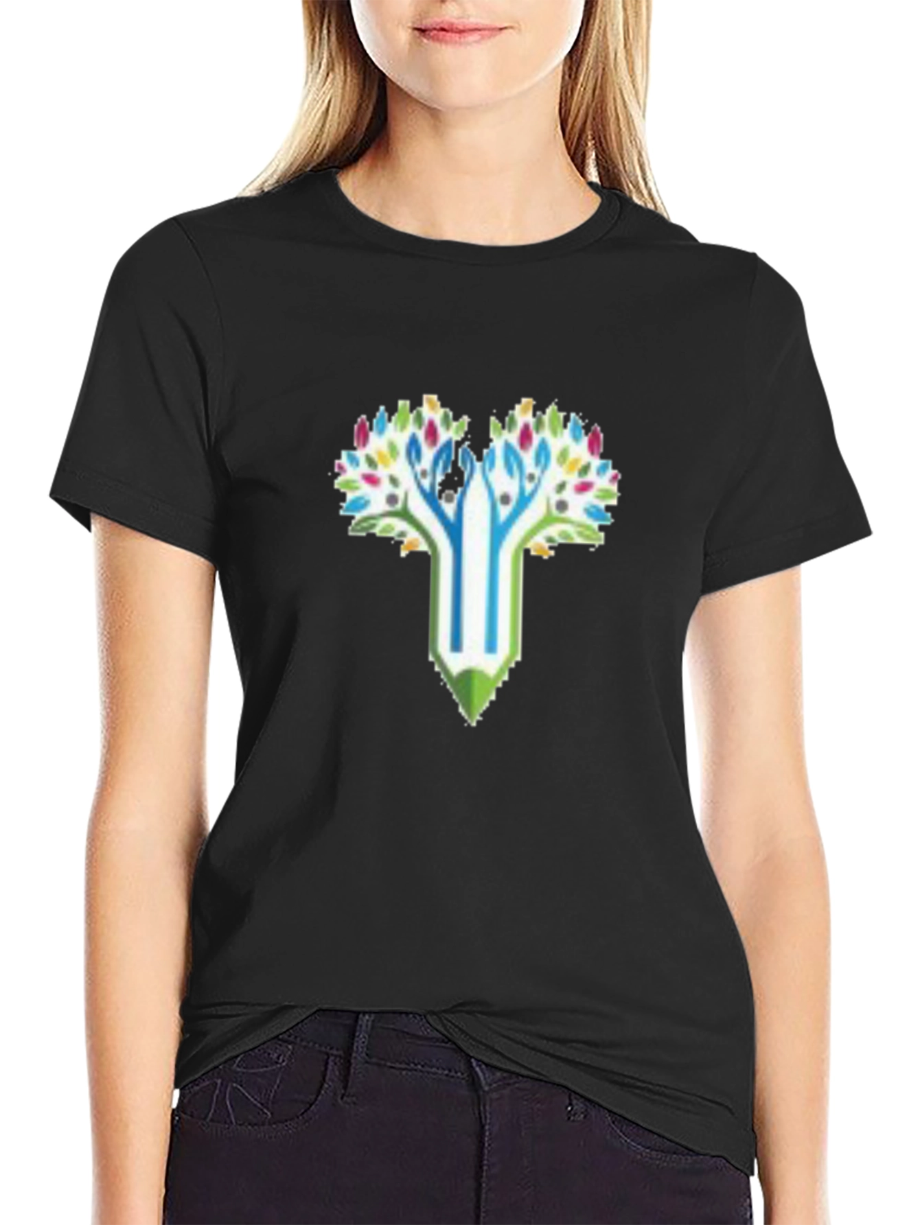 Creative Tree Pencil T-Shirt - Black