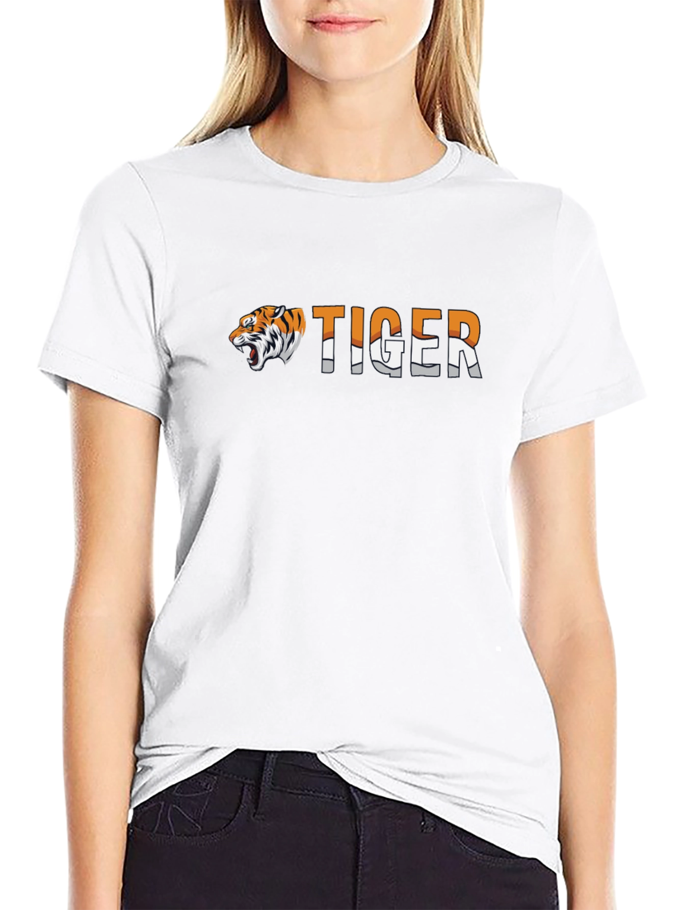 Tiger Graphic T-Shirt - Black Crew Neck