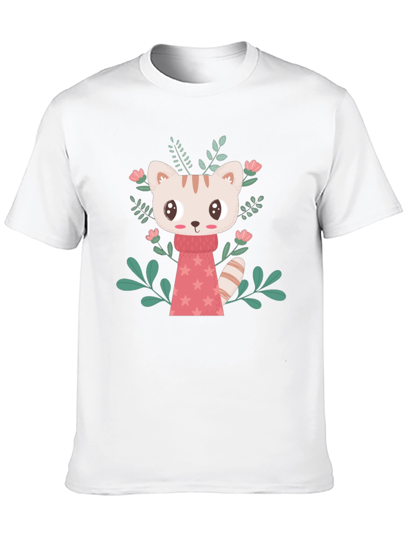 Cute Cartoon Cat T-Shirt - Black
