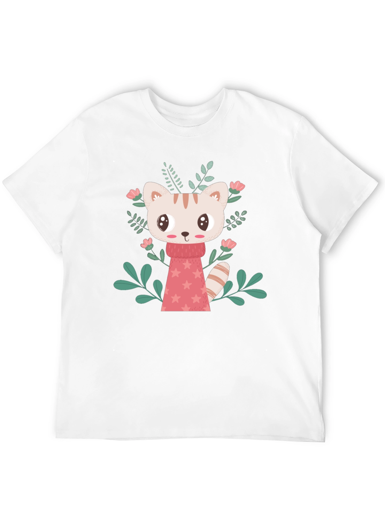 Cute Cartoon Cat T-Shirt - Black