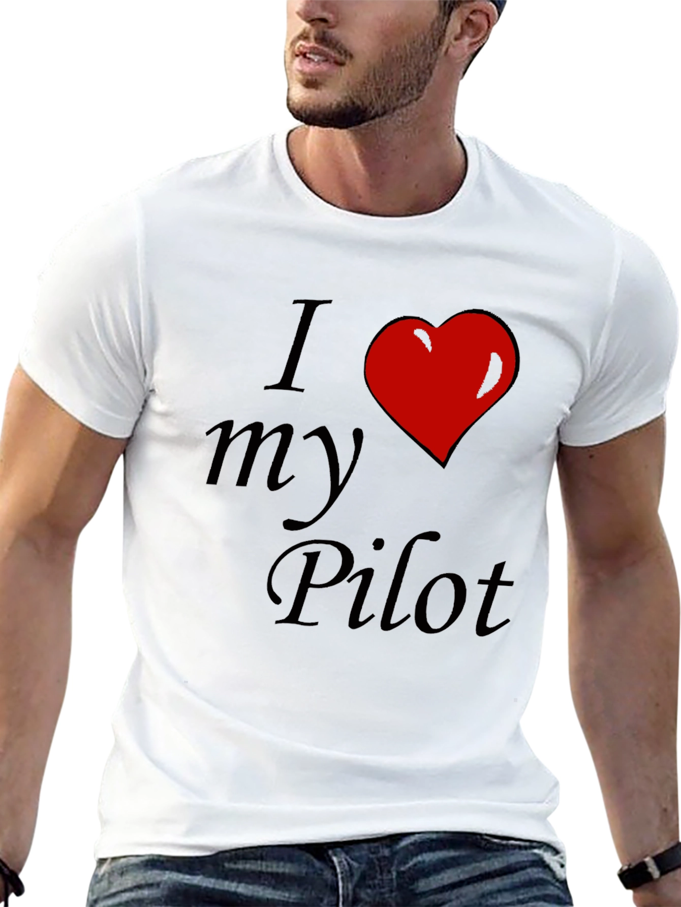 I Love My Pilot T-Shirt - Red Heart Design