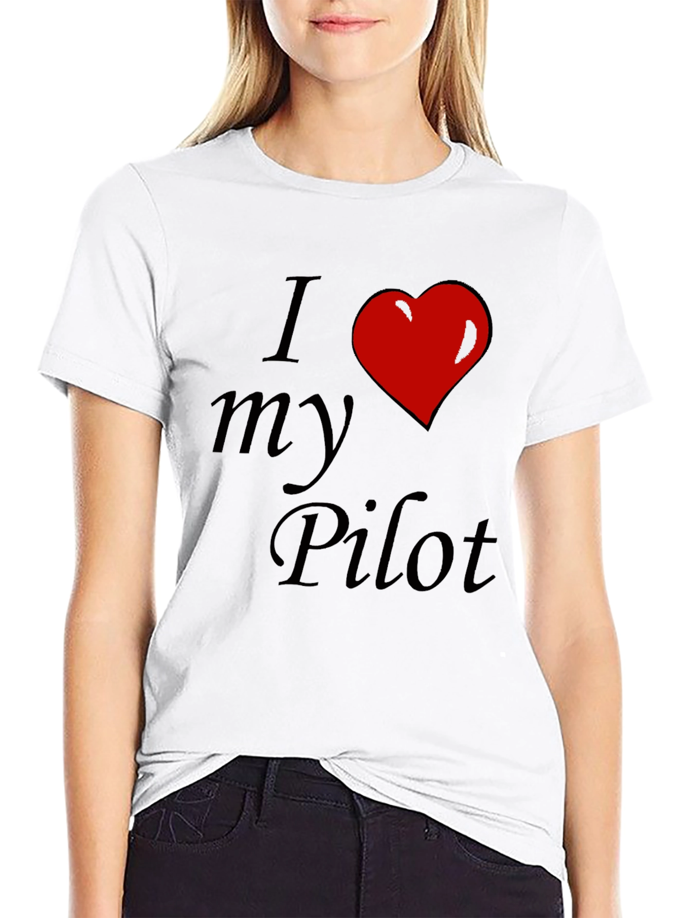 I Love My Pilot T-Shirt - Red Heart Design