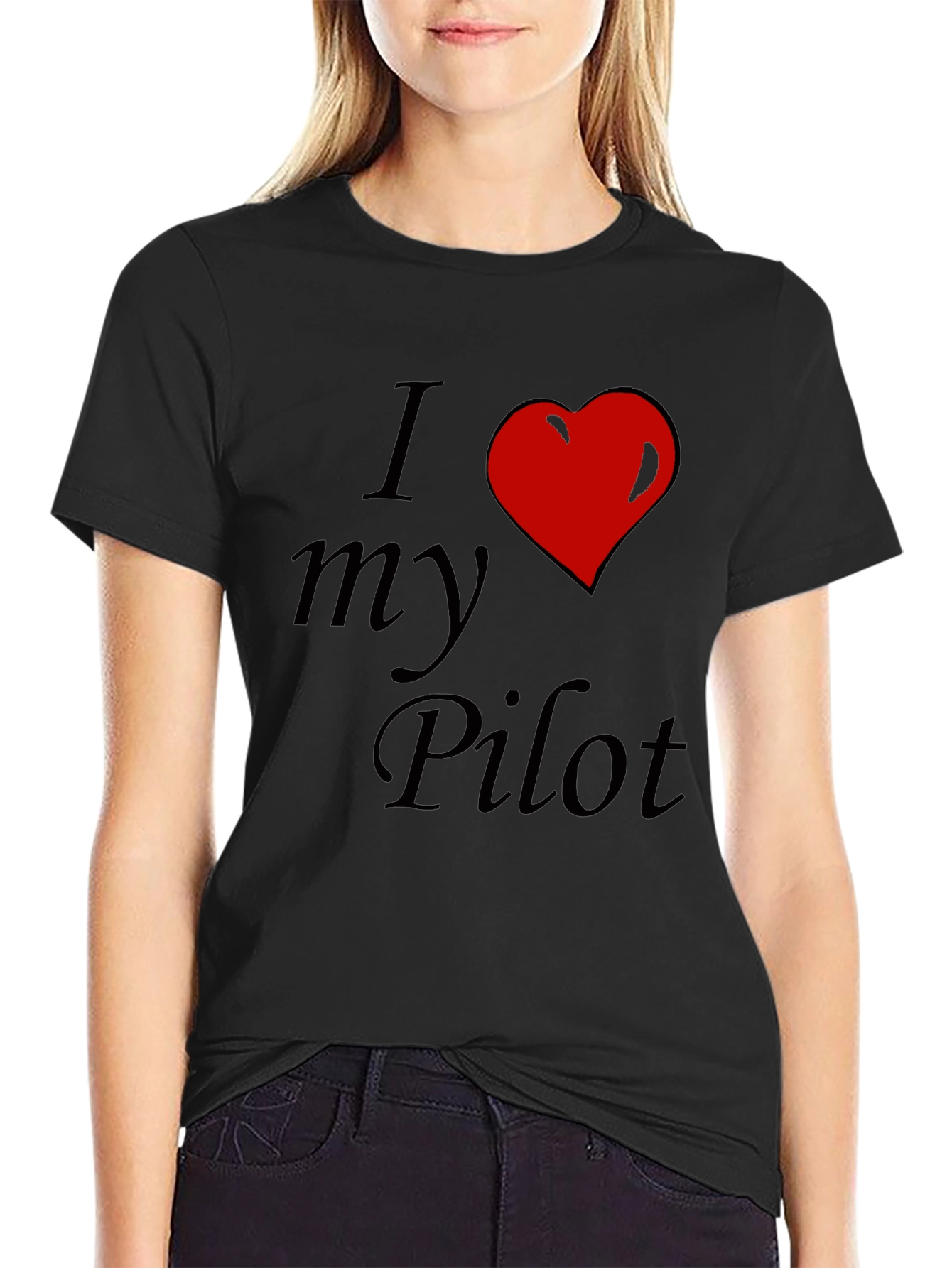 I Love My Pilot T-Shirt - Red Heart Design