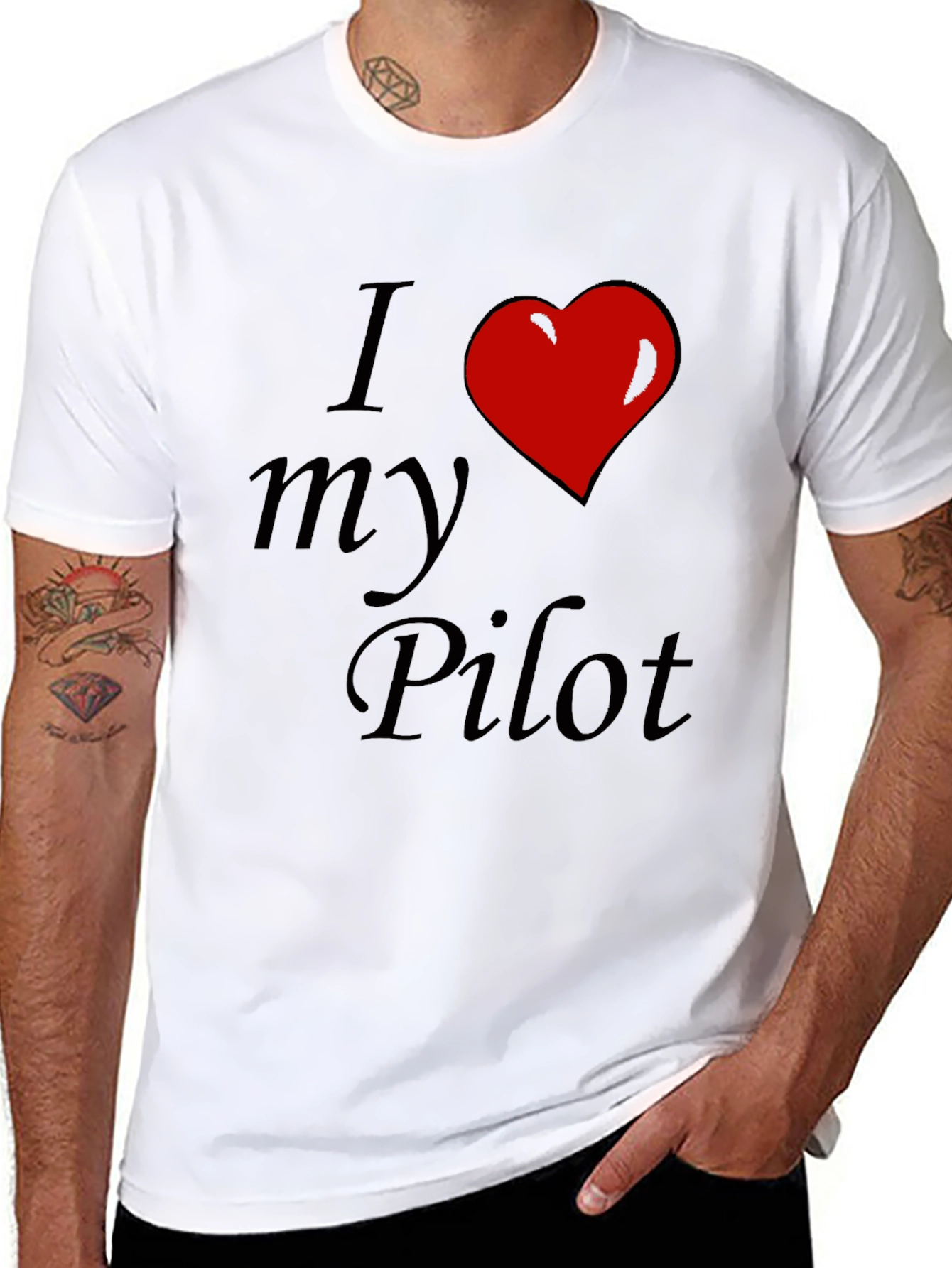 I Love My Pilot T-Shirt - Red Heart Design