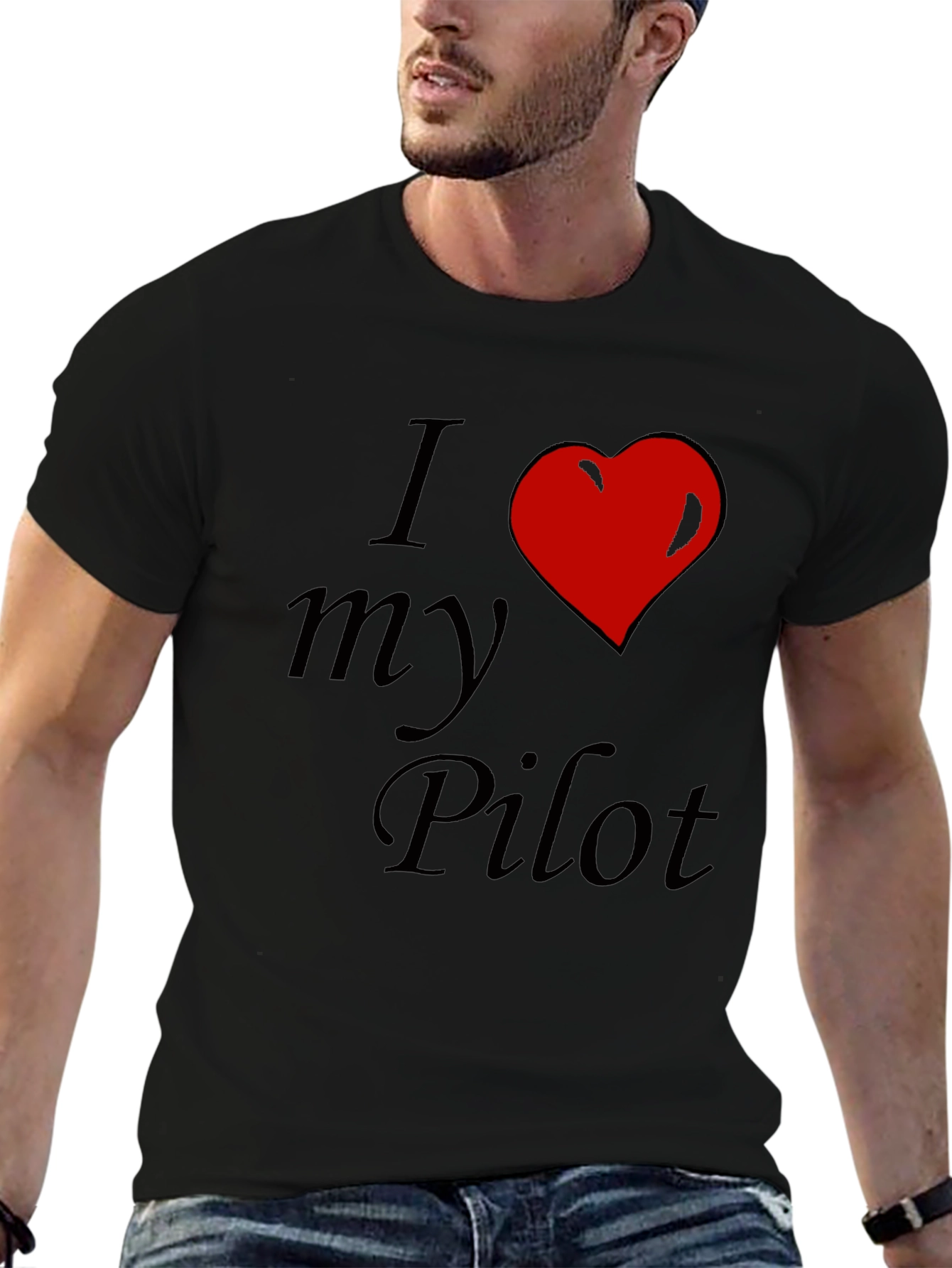 I Love My Pilot T-Shirt - Red Heart Design