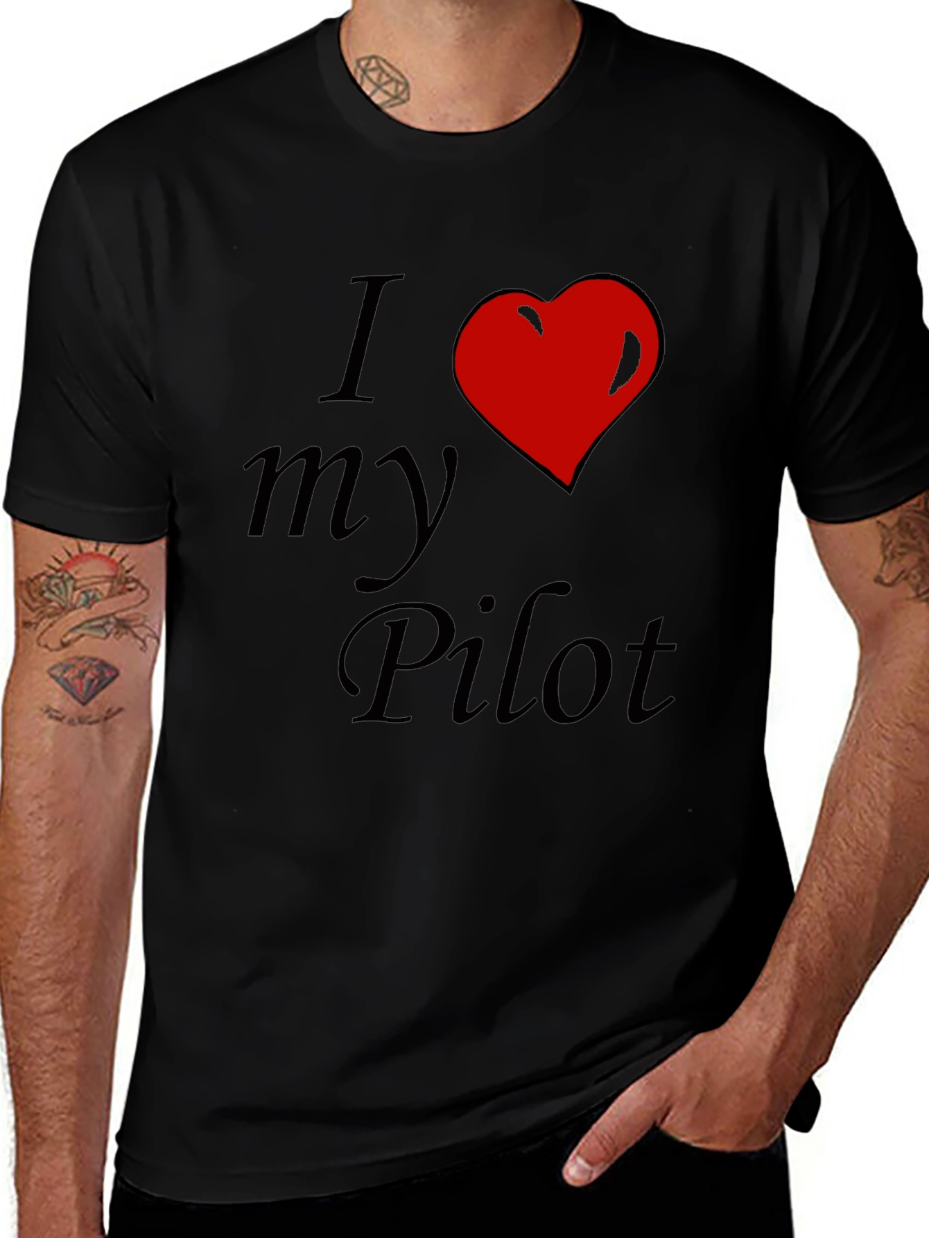 I Love My Pilot T-Shirt - Red Heart Design