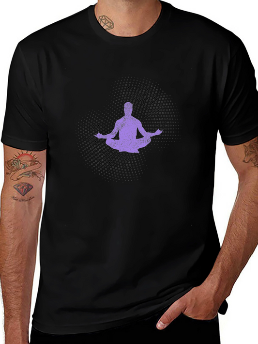 Yoga Meditation Graphic Tee - Black Cotton Comfort