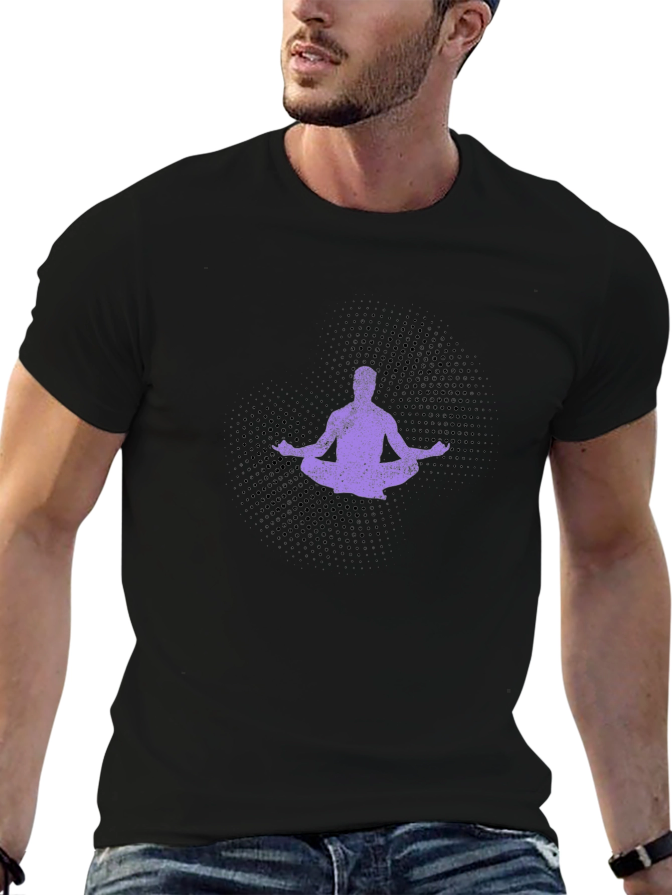 Yoga Meditation Graphic Tee - Black Cotton Comfort