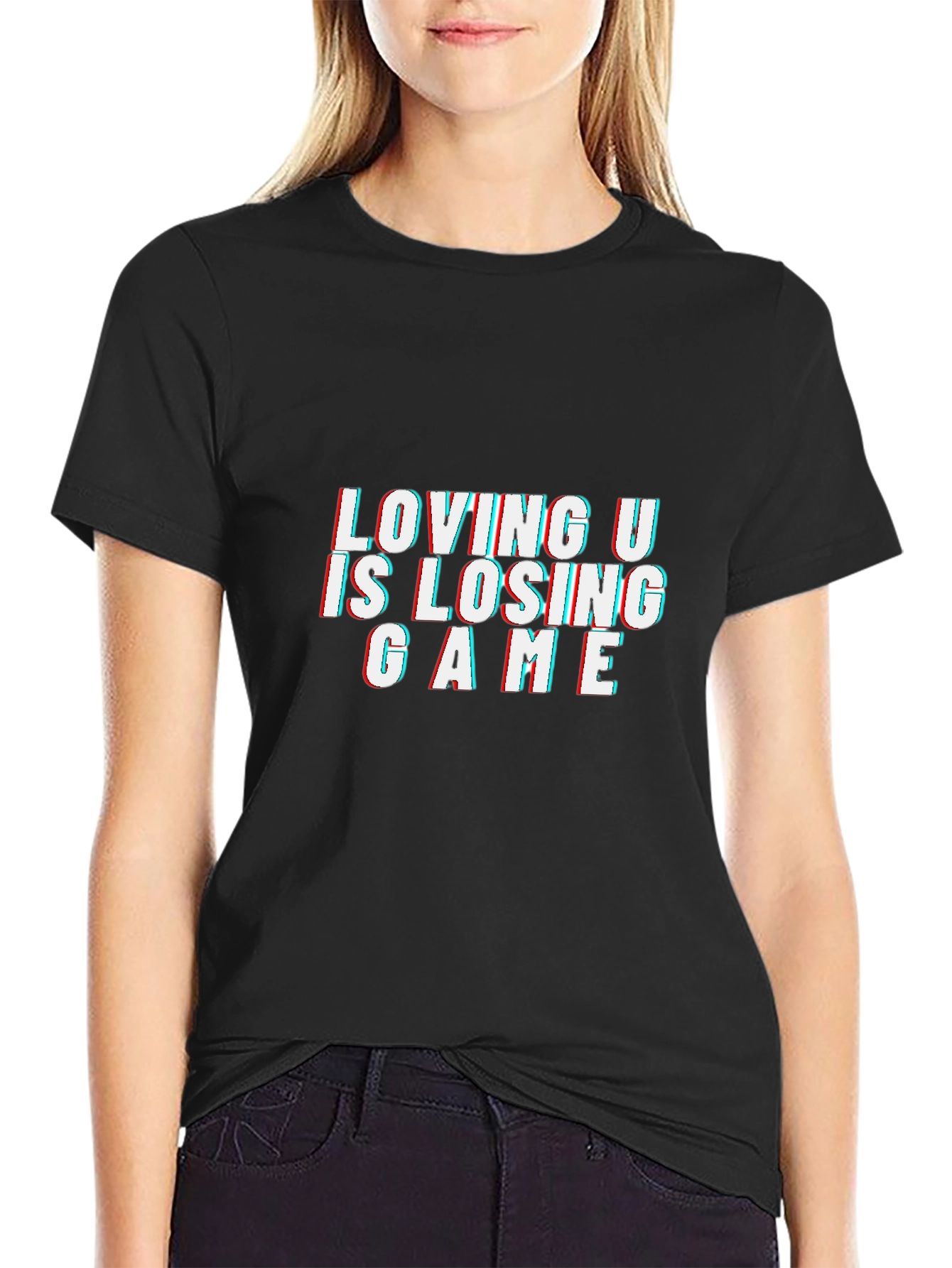 Loving U Is Losing Game Black Graphic Tee