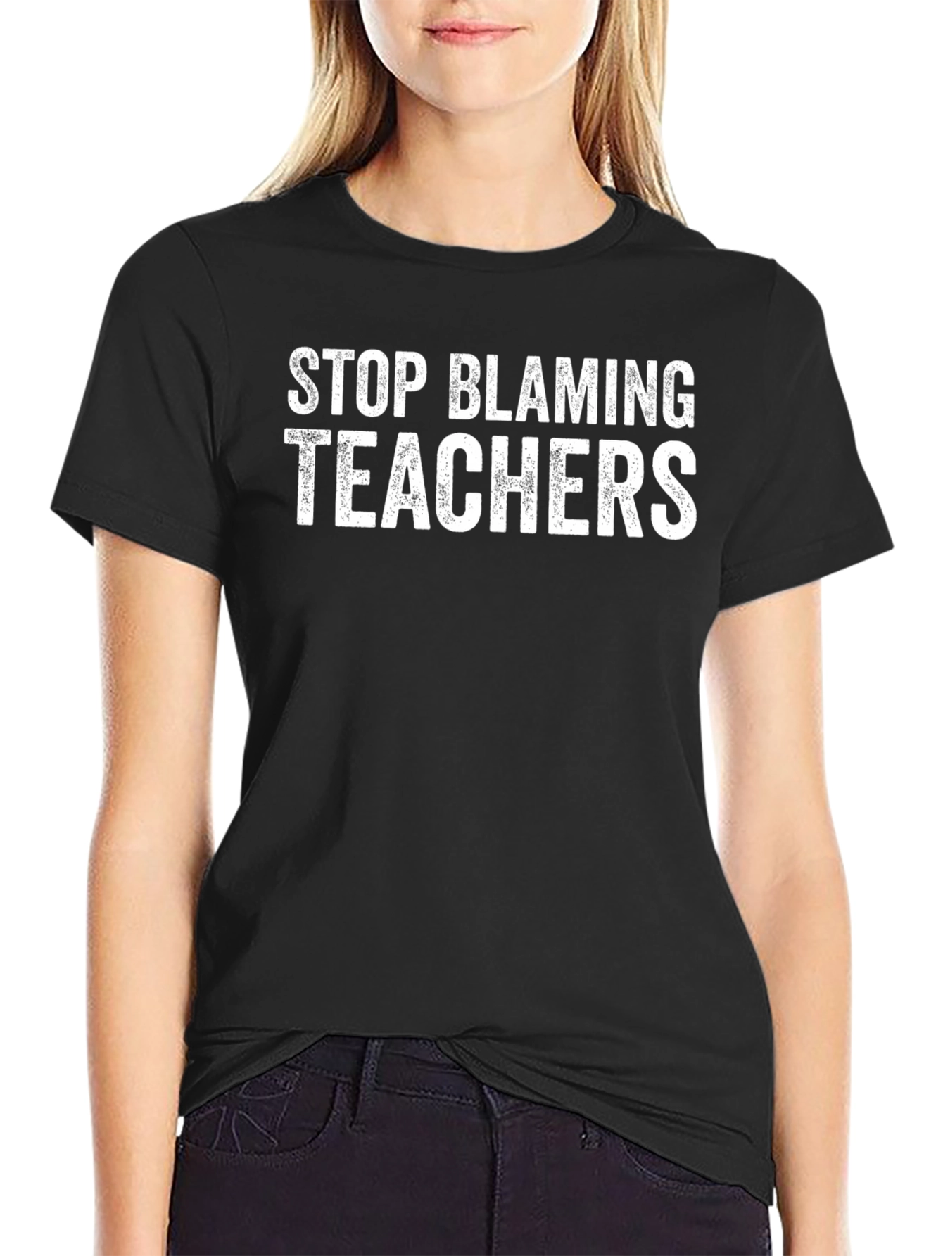 Stop Blaming Teachers - Unisex Black T-Shirt