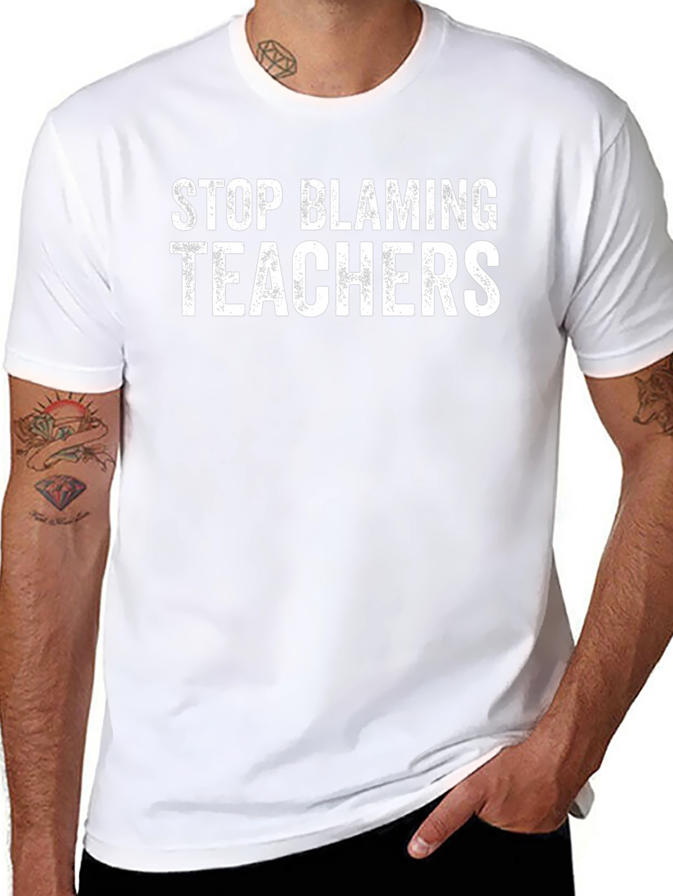 Stop Blaming Teachers - Unisex Black T-Shirt