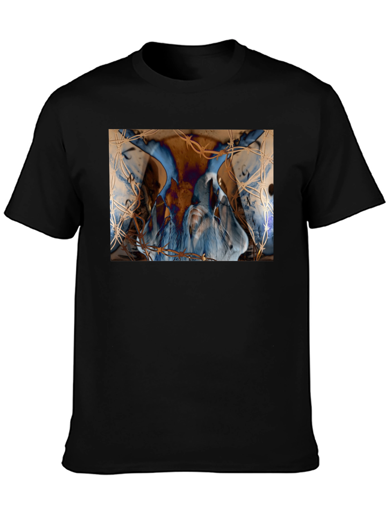 Artistic Blue & Brown Barbed Wire Graphic Tee