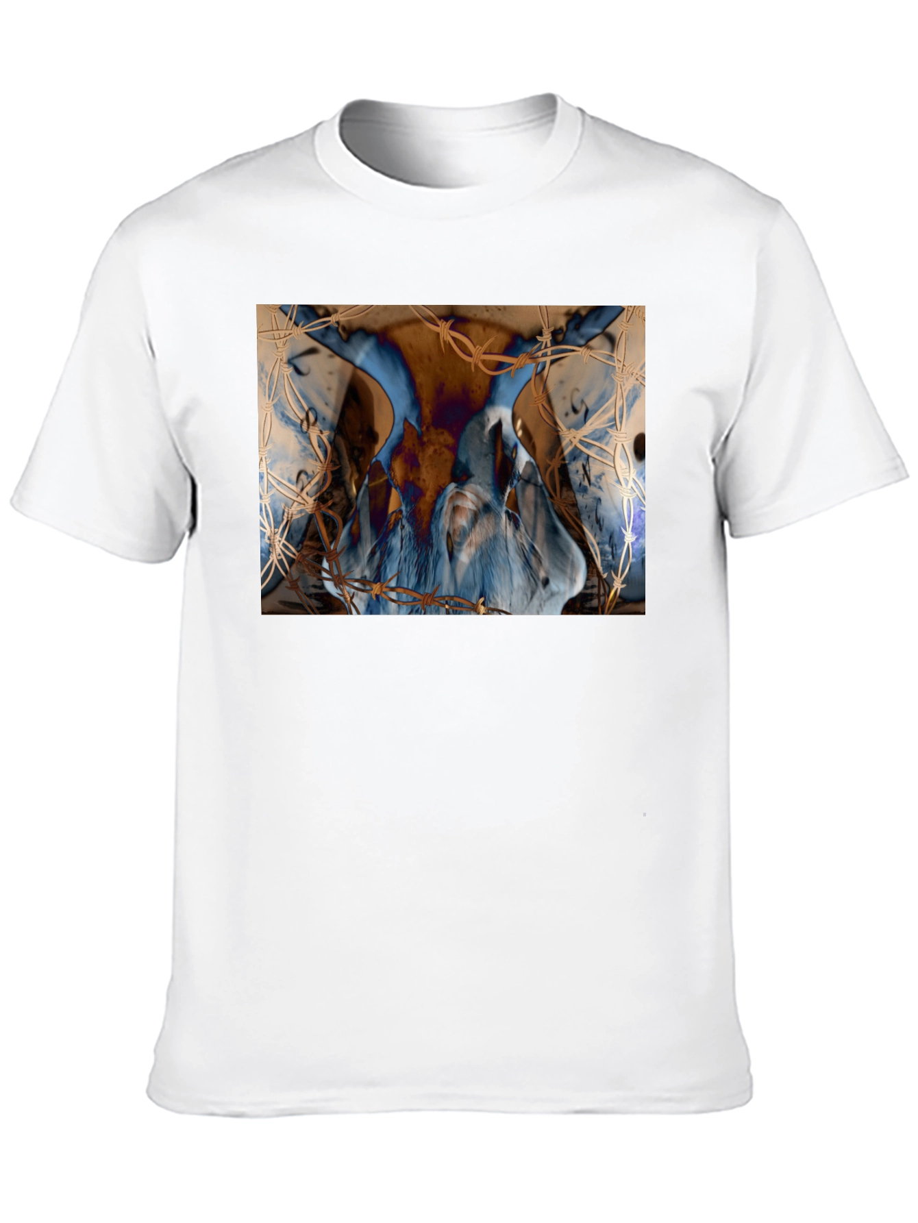 Artistic Blue & Brown Barbed Wire Graphic Tee
