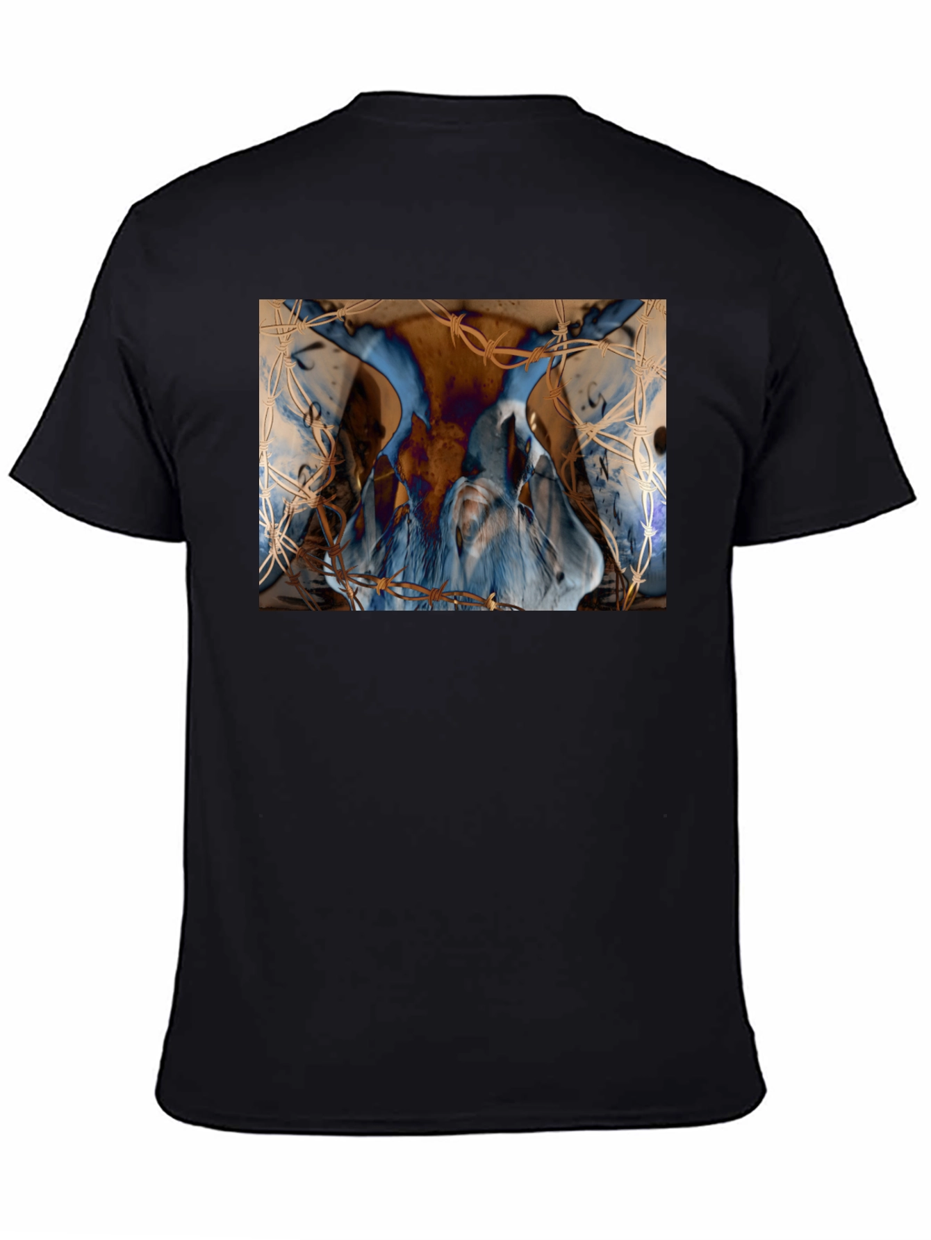 Artistic Blue & Brown Barbed Wire Graphic Tee
