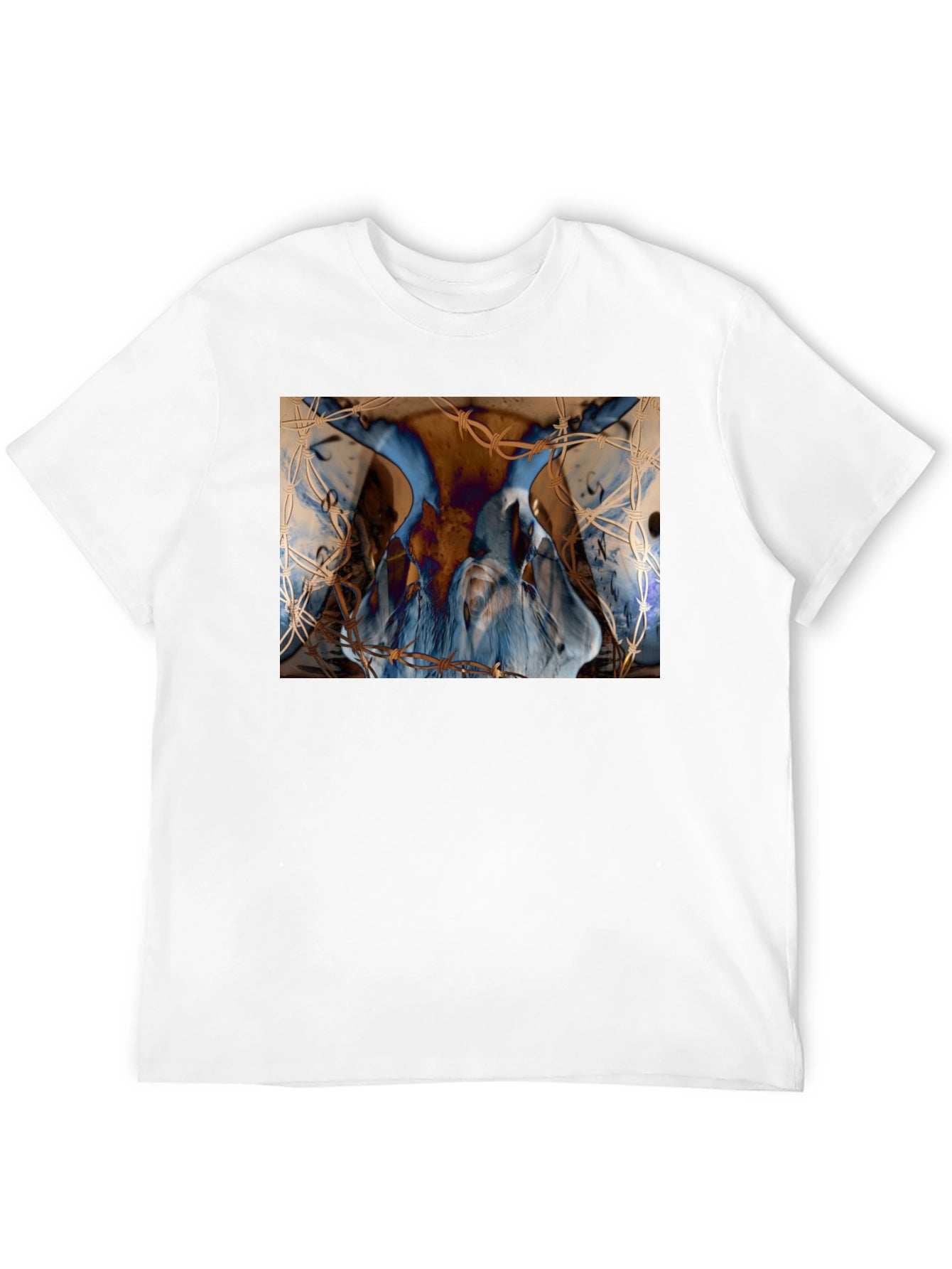 Artistic Blue & Brown Barbed Wire Graphic Tee