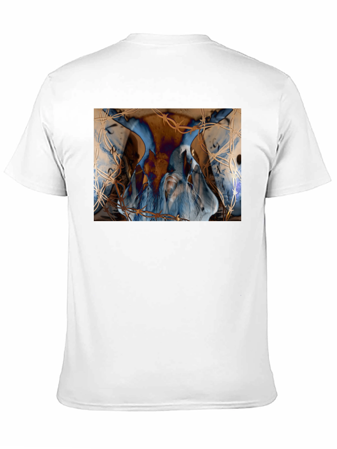 Artistic Blue & Brown Barbed Wire Graphic Tee